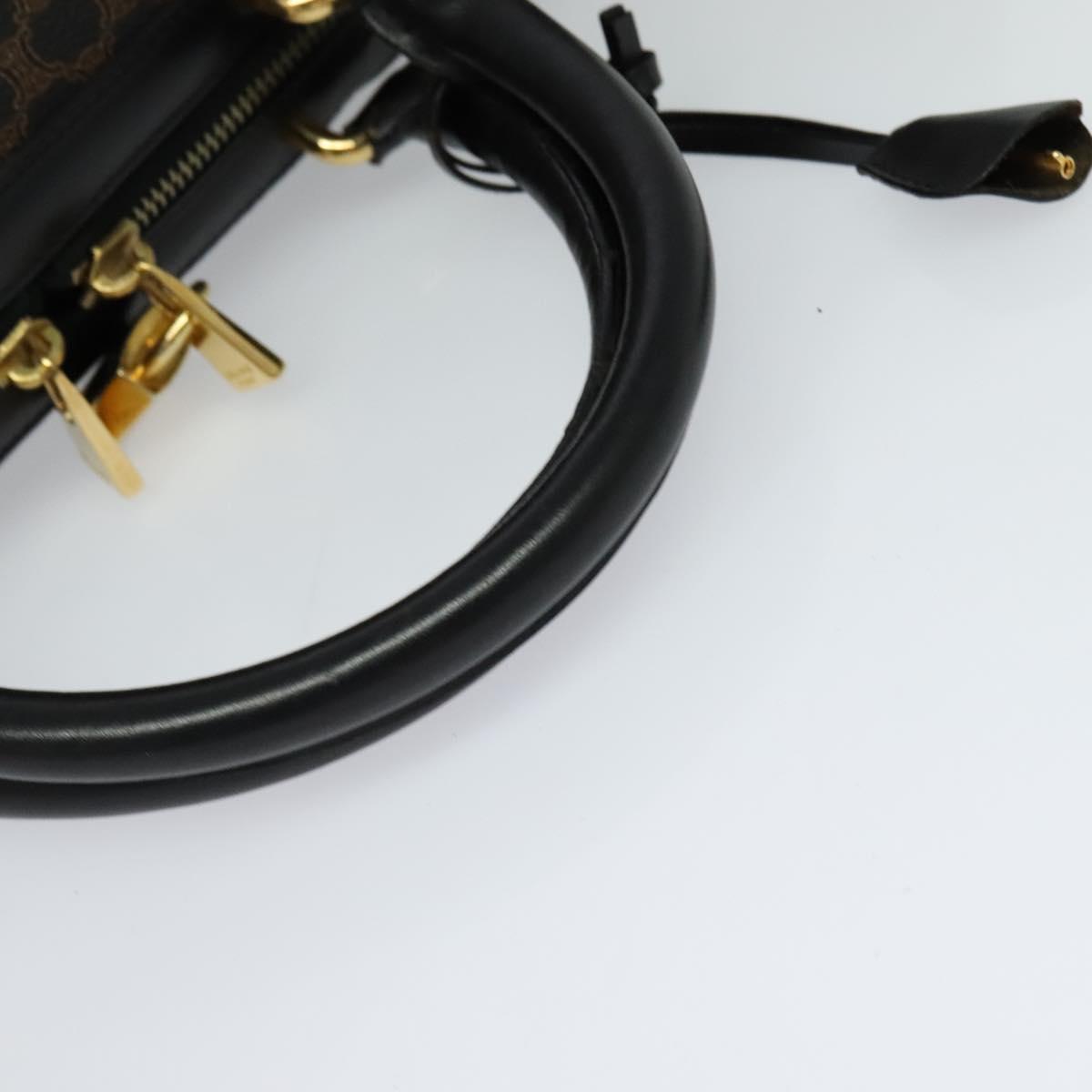 CELINE Macadam Canvas Hand Bag PVC Leather Black Gold Auth sw276