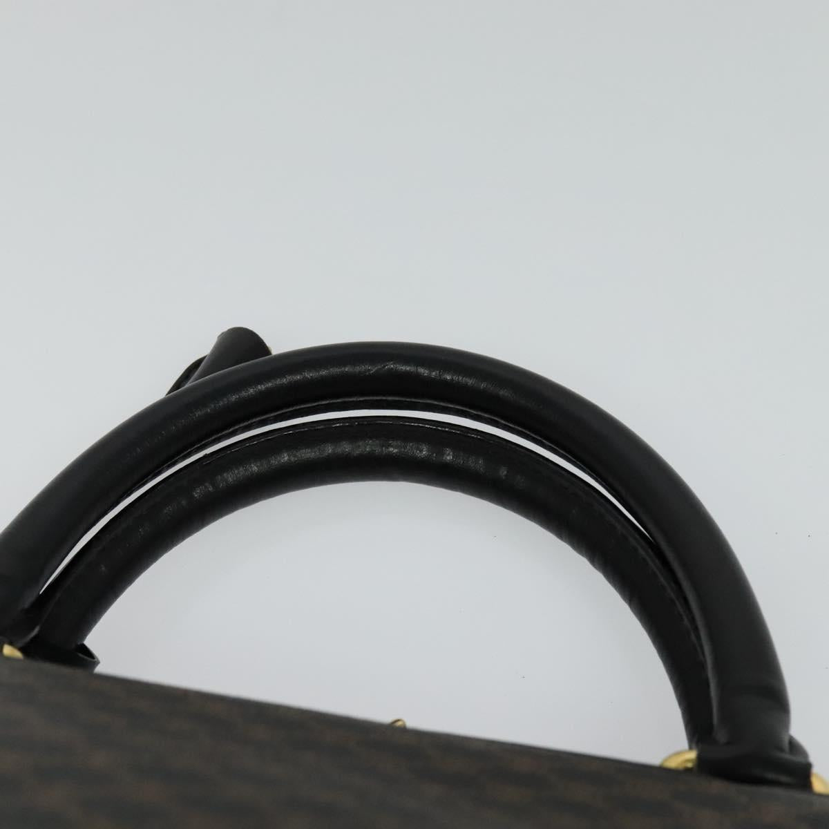 CELINE Macadam Canvas Hand Bag PVC Leather Black Gold Auth sw276