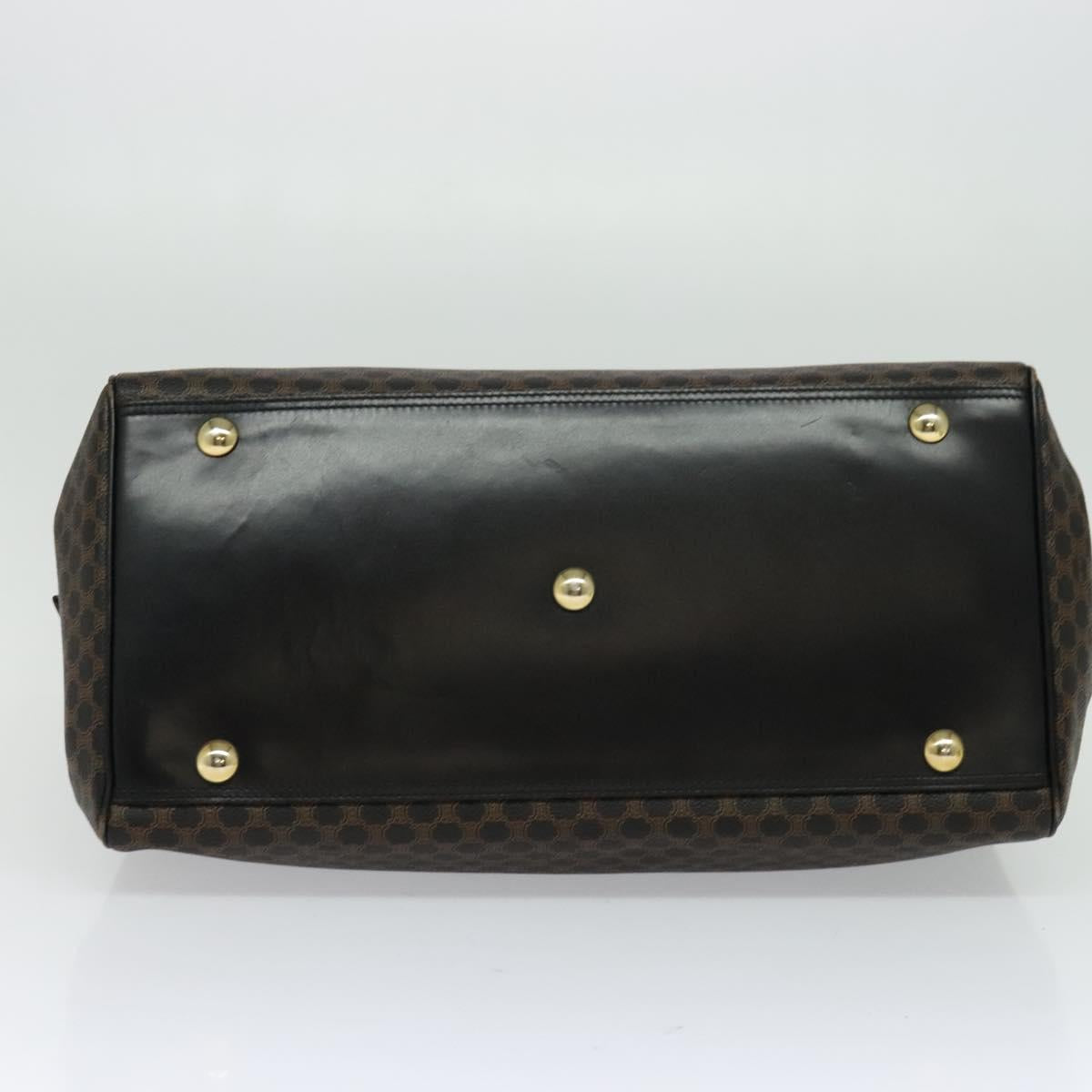 CELINE Macadam Canvas Hand Bag PVC Leather Black Gold Auth sw276