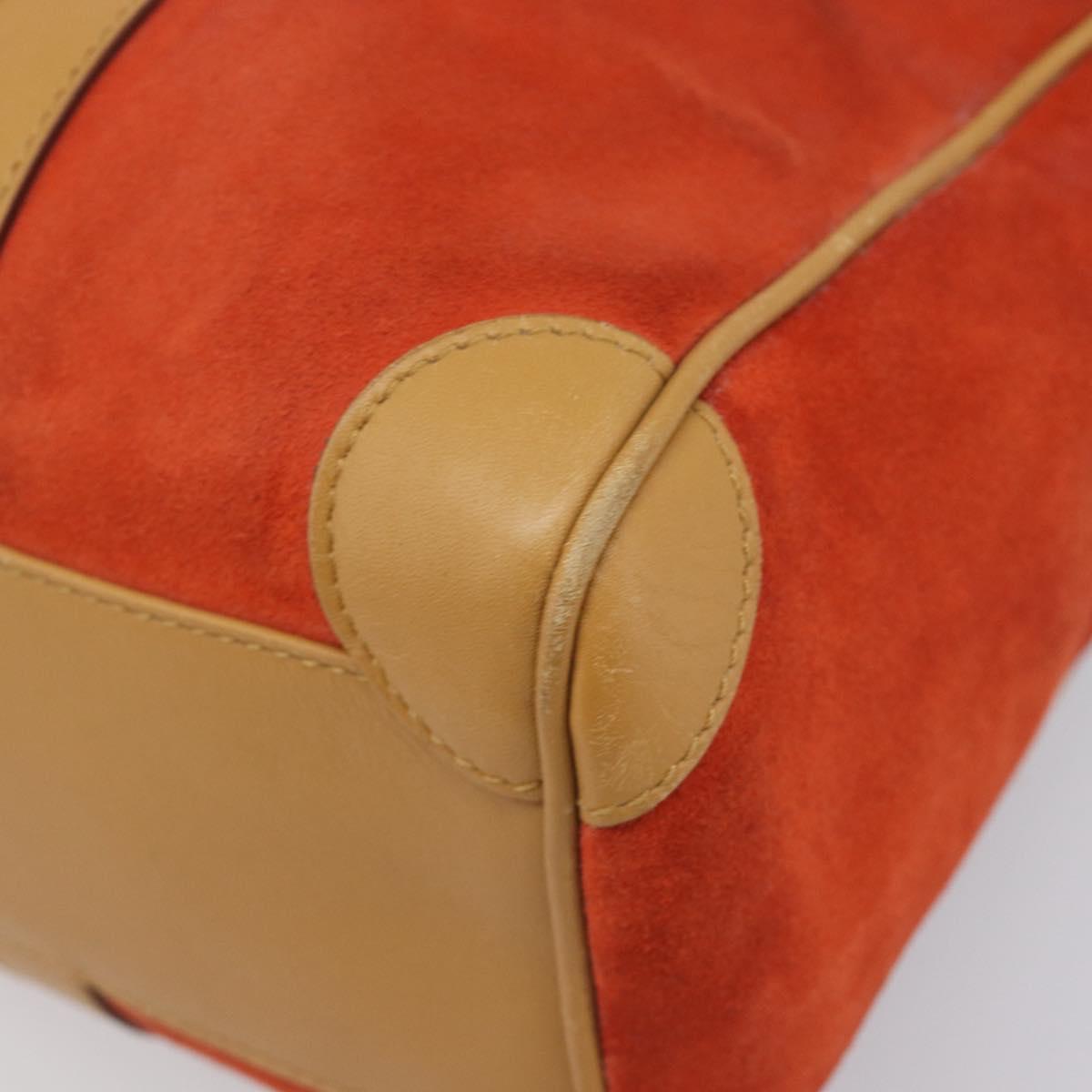 GUCCI Hand Bag Suede Orange Gold Tone 000 0851 Auth SW2761