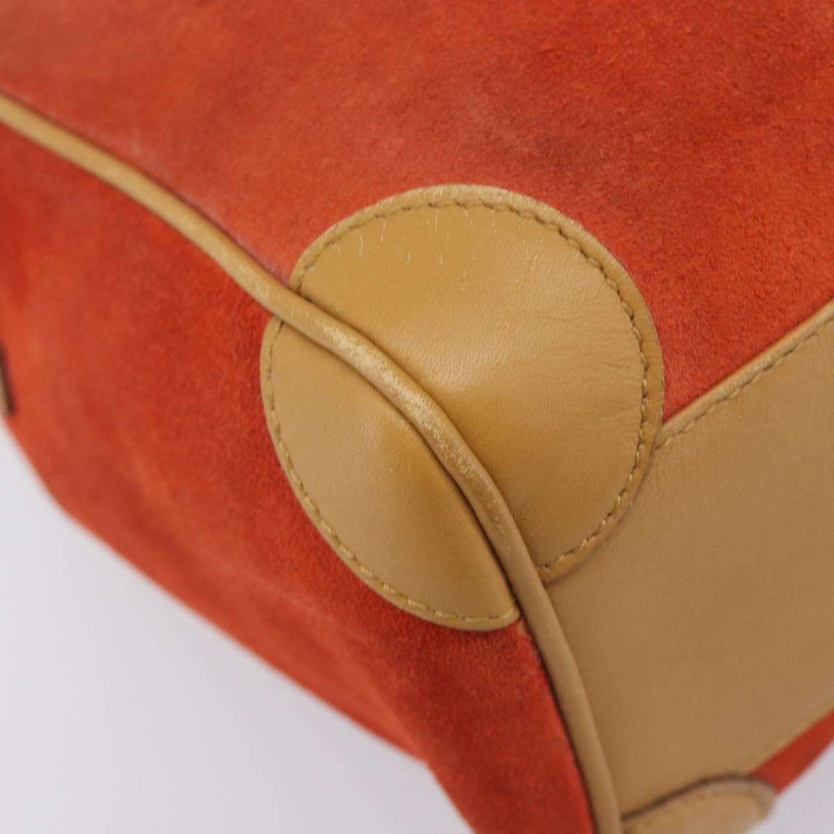 GUCCI Hand Bag Suede Orange Gold Tone 000 0851 Auth SW2761