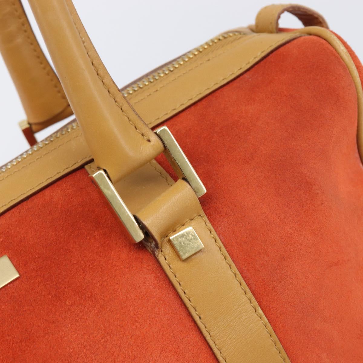GUCCI Hand Bag Suede Orange Gold Tone 000 0851 Auth SW2761