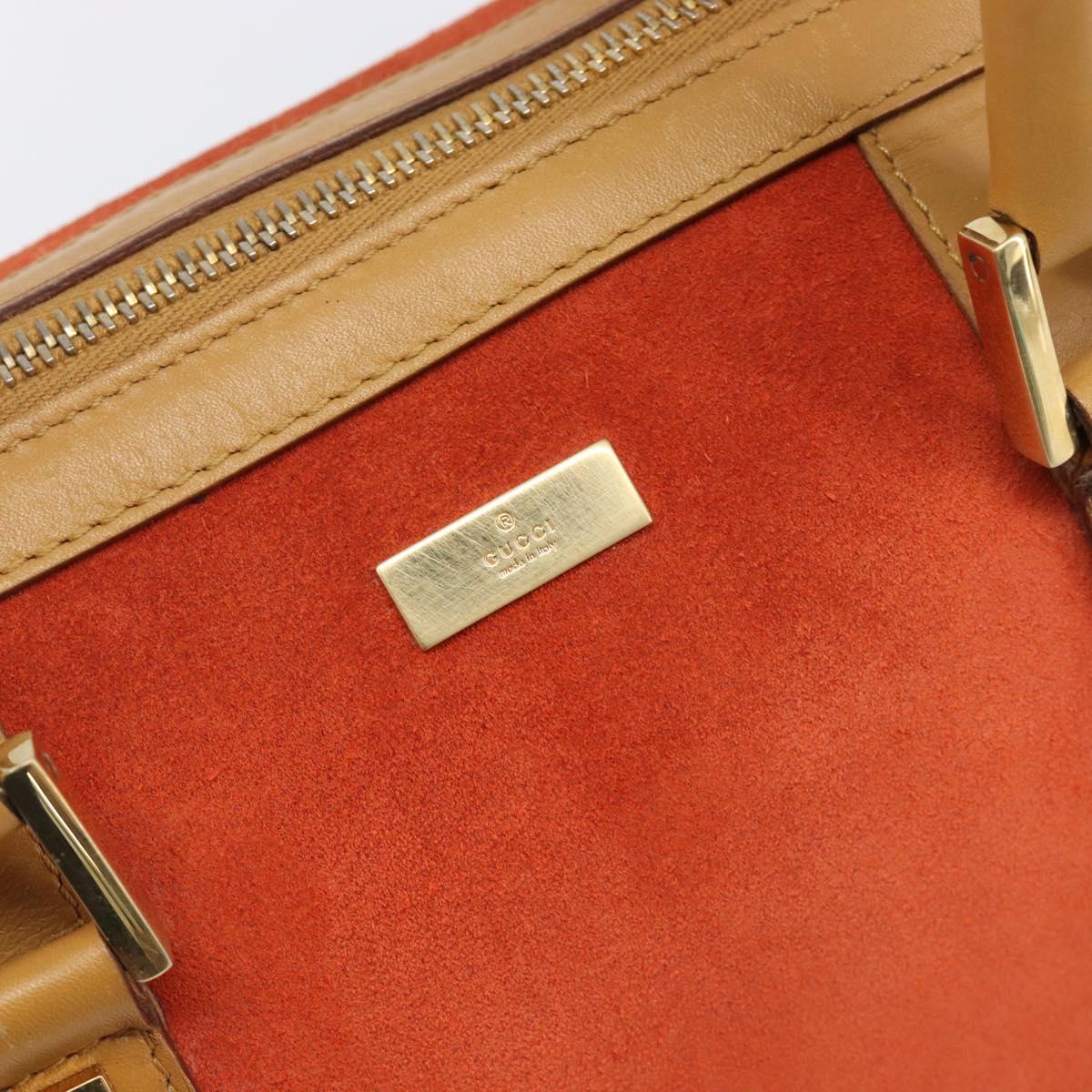 GUCCI Hand Bag Suede Orange Gold Tone 000 0851 Auth SW2761
