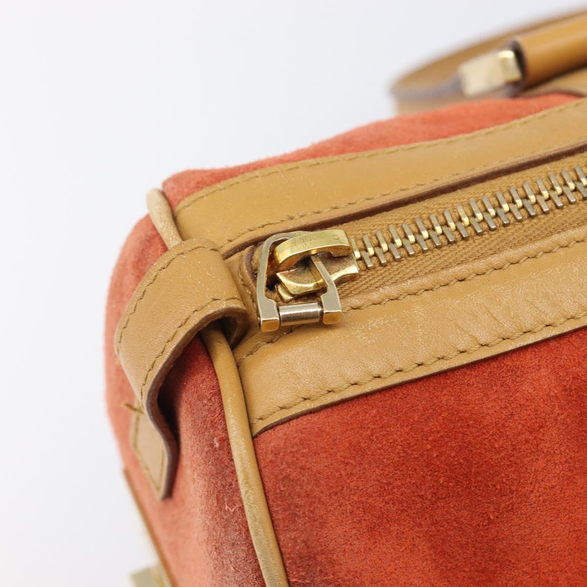 GUCCI Hand Bag Suede Orange Gold Tone 000 0851 Auth SW2761