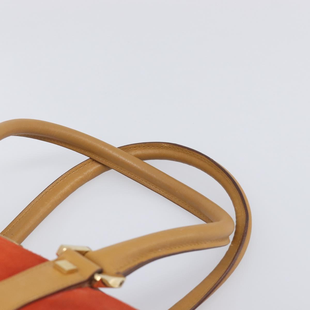 GUCCI Hand Bag Suede Orange Gold Tone 000 0851 Auth SW2761