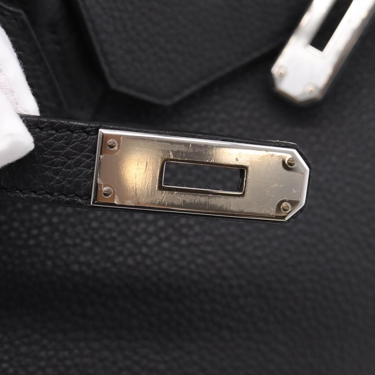 HERMES Birkin 35 Hand Bag Togo leather Black Silver Auth SW2762SM