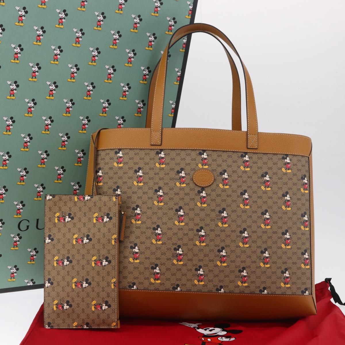 GUCCI x Disney Micro GG Supreme Tote Bag PVC Beige Gold 547947 Auth SW2763SM