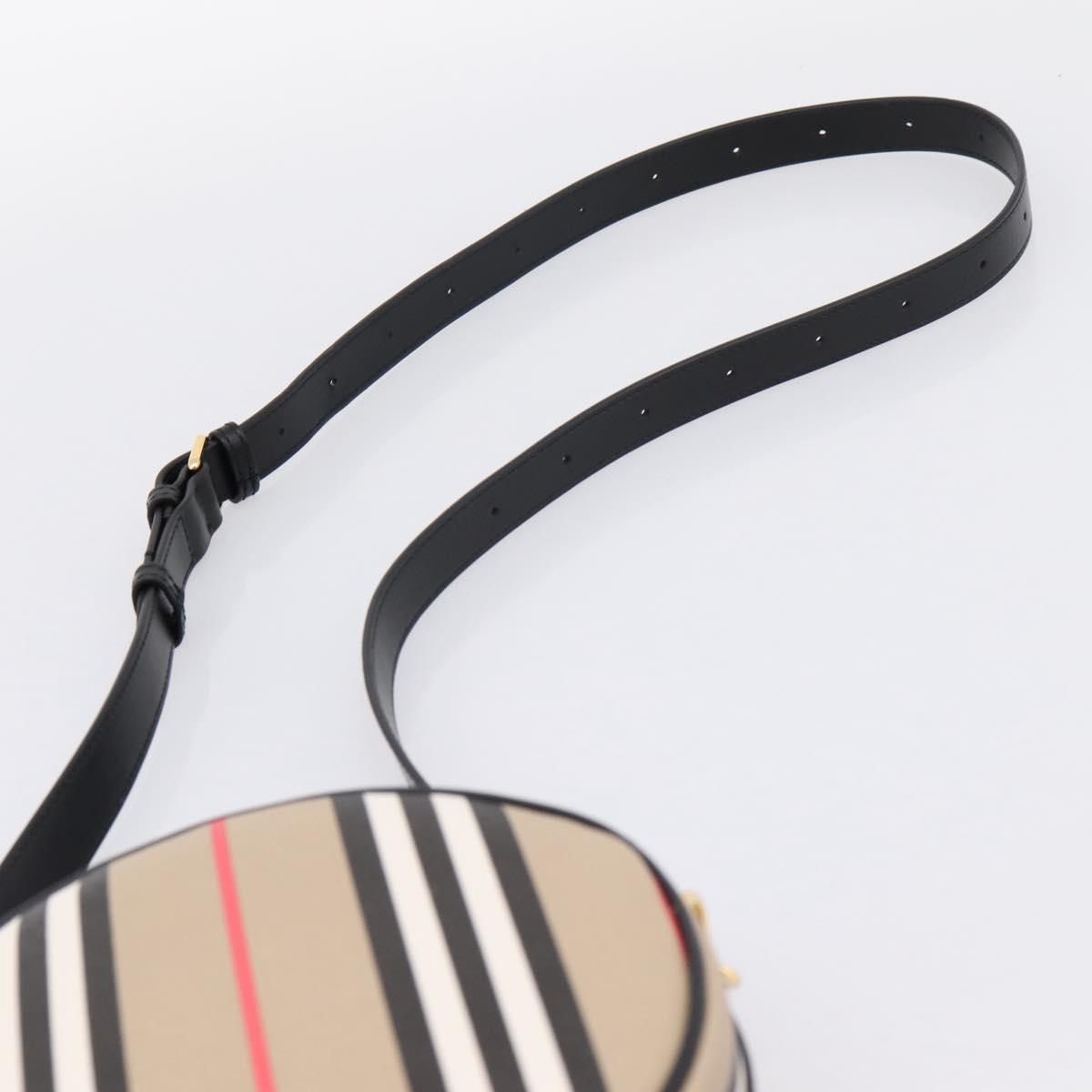 BURBERRY Nova Check Icon Stripe Louise Bag PVC 2way Beige 8051846 Auth SW2764M