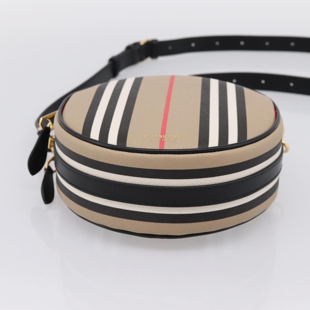 BURBERRY Nova Check Icon Stripe Louise Bag PVC 2way Beige 8051846 Auth SW2764M