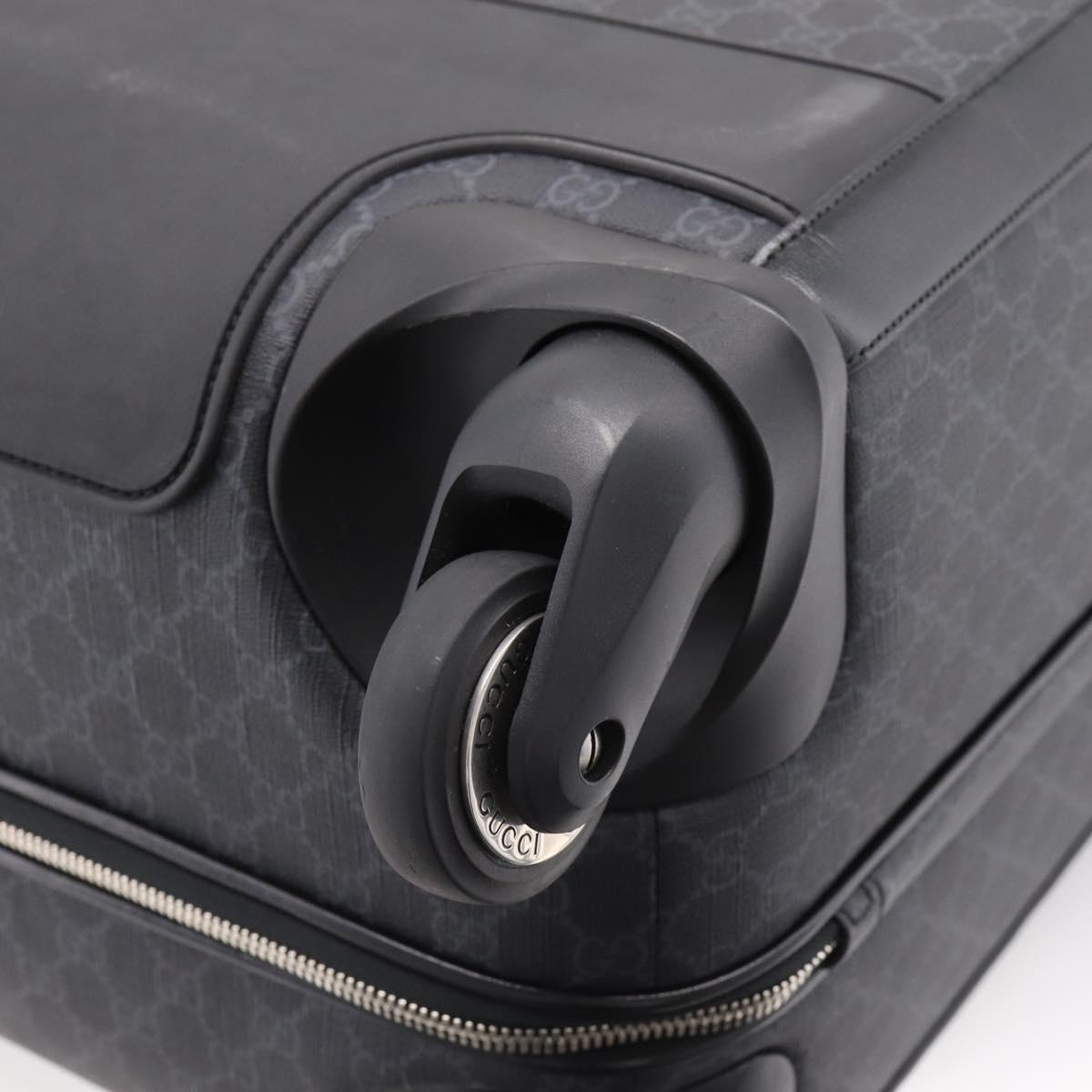 GUCCI GG Supreme Large Trolley Travel Bag Carry Case PVC Black Auth SW2765SAM