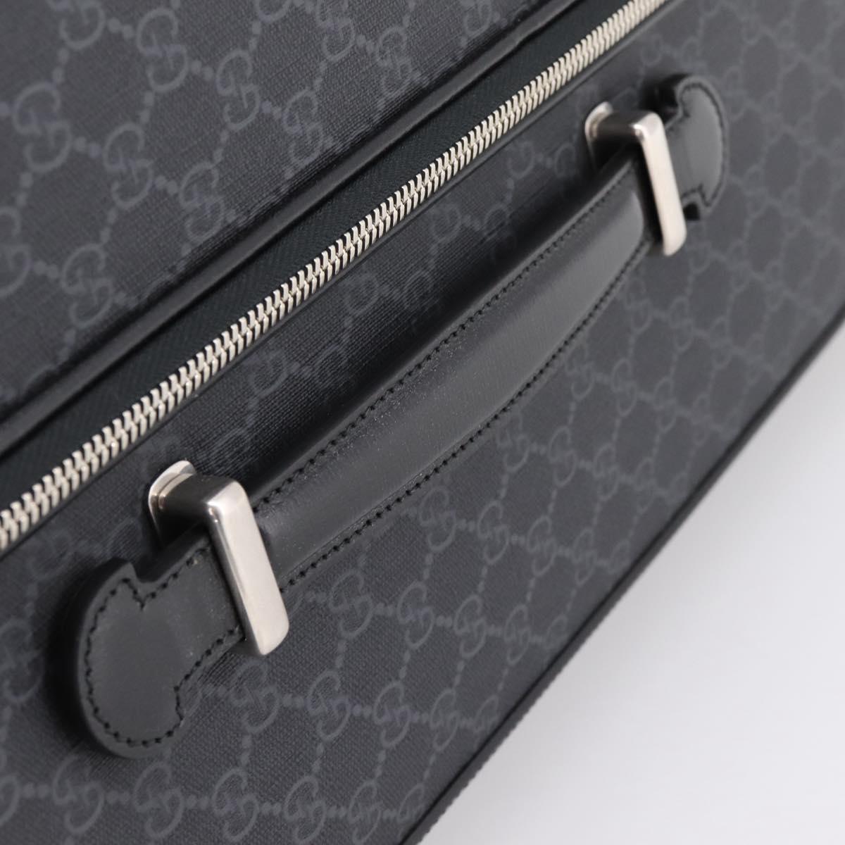 GUCCI GG Supreme Large Trolley Travel Bag Carry Case PVC Black Auth SW2765SAM