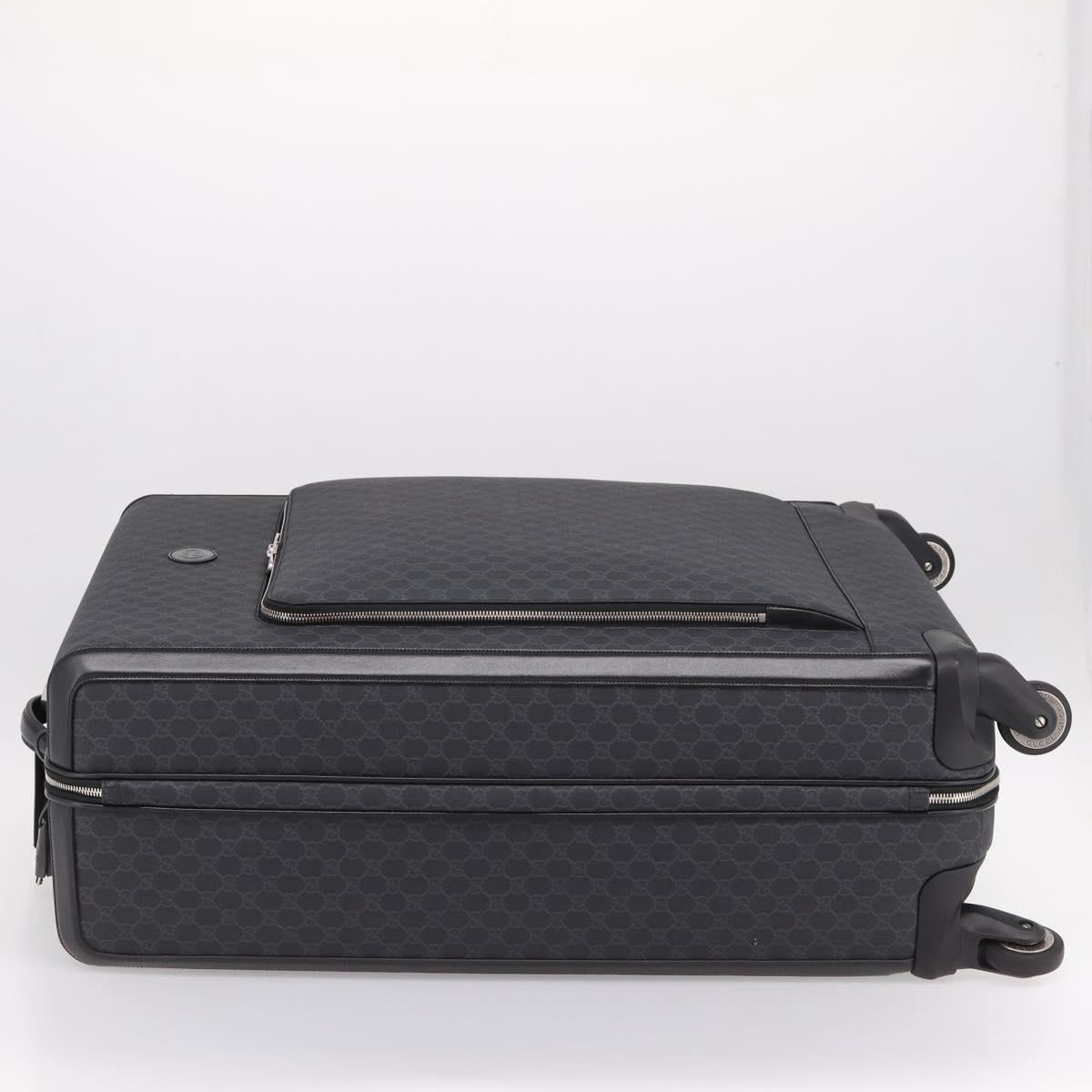 GUCCI GG Supreme Large Trolley Travel Bag Carry Case PVC Black Auth SW2765SAM
