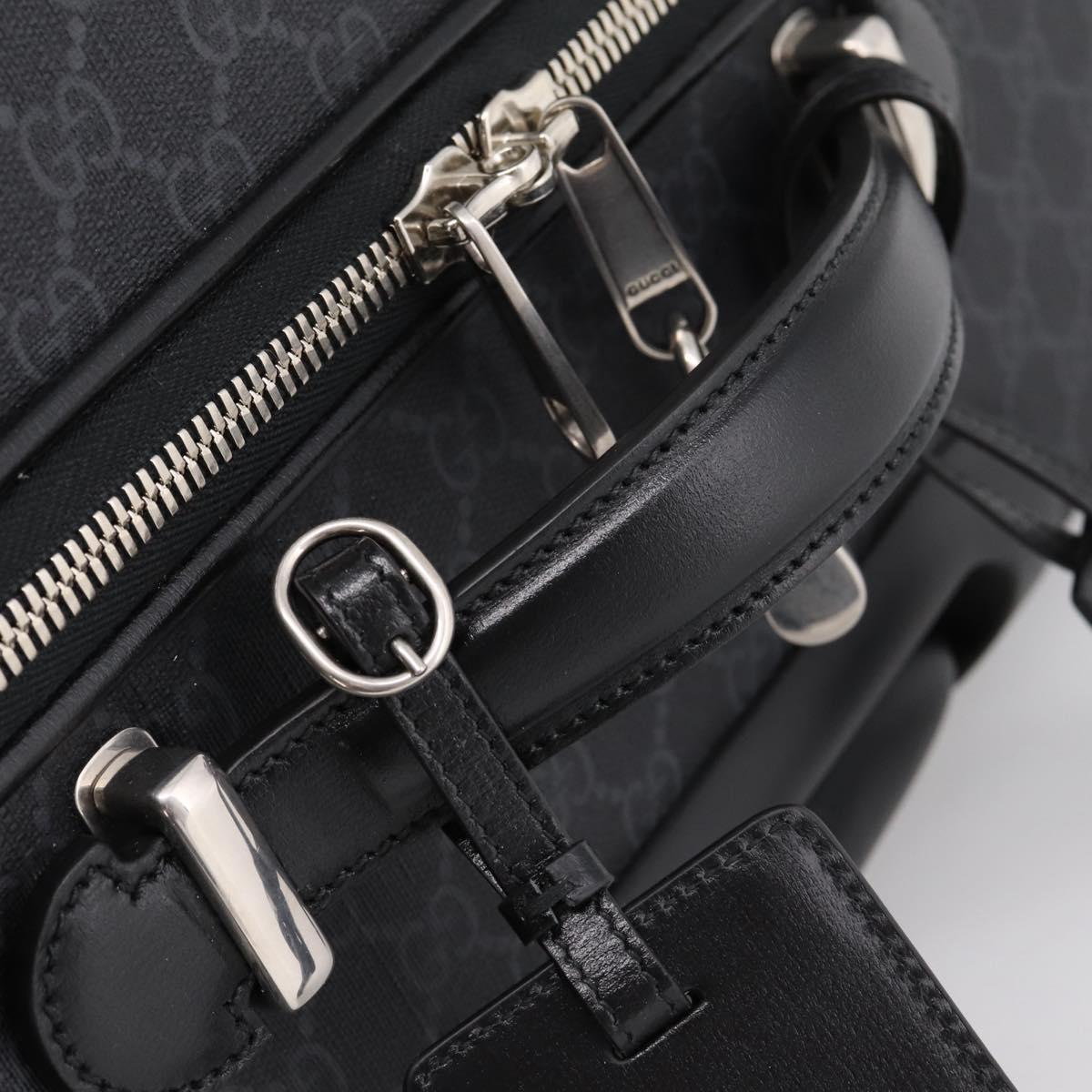 GUCCI GG Supreme Large Trolley Travel Bag Carry Case PVC Black Auth SW2765SAM