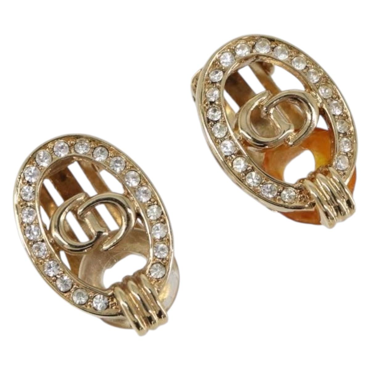 Christian Dior Earring metal Gold Tone Auth SW2805V