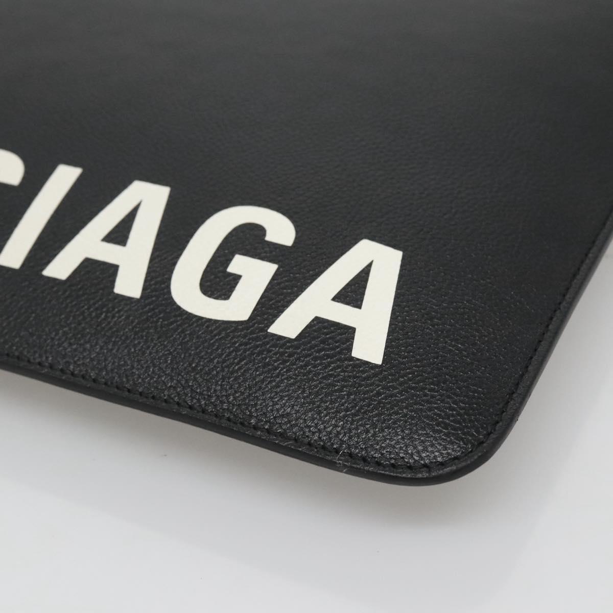 BALENCIAGA Clutch Bag Leather Black Gold 630626 Auth sw281