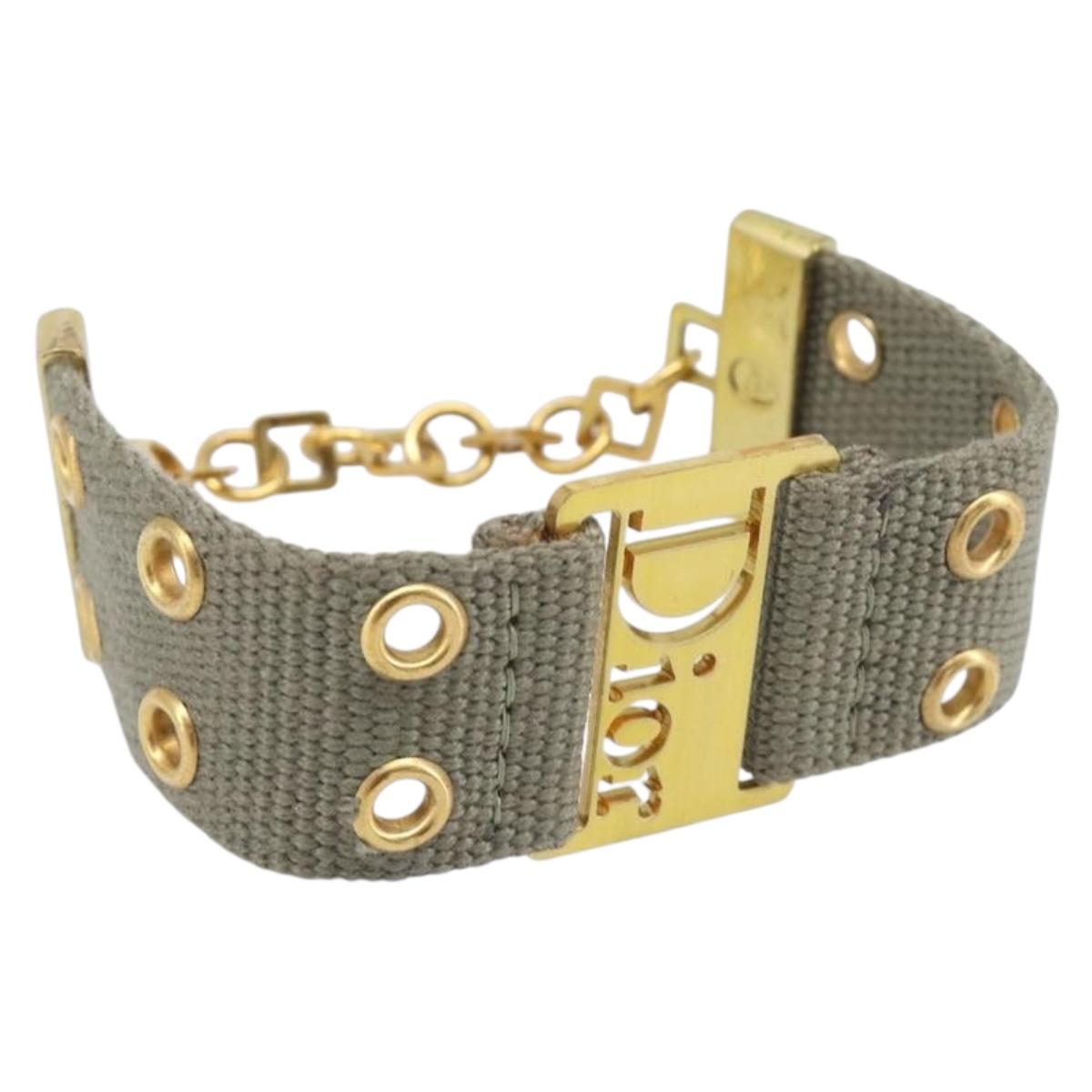 Christian Dior Bracelet Canvas Khaki Auth SW2818