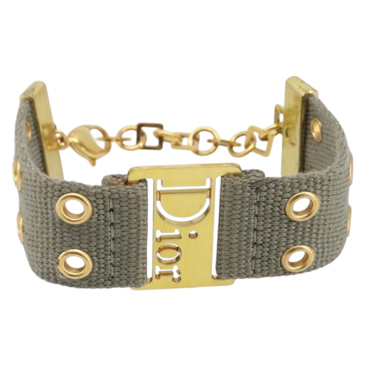 Christian Dior Bracelet Canvas Khaki Auth SW2818