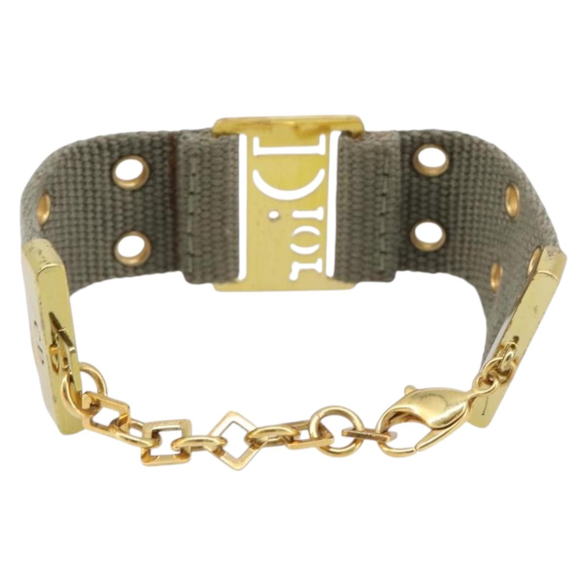 Christian Dior Bracelet Canvas Khaki Auth SW2818