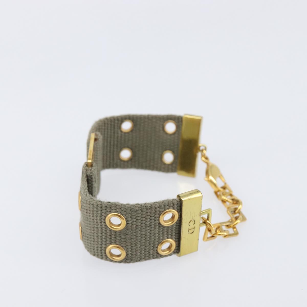 Christian Dior Bracelet Canvas Khaki Auth SW2818