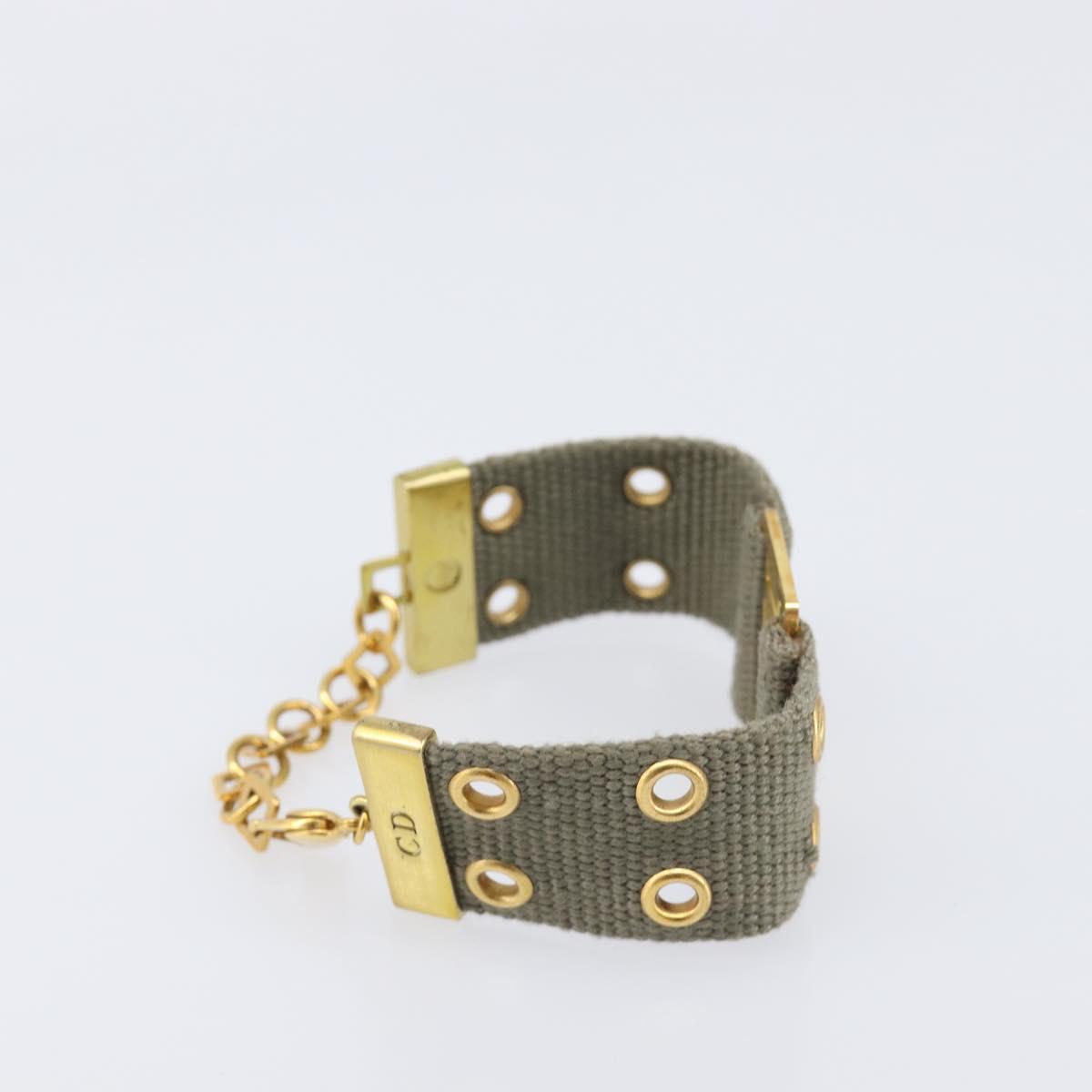 Christian Dior Bracelet Canvas Khaki Auth SW2818