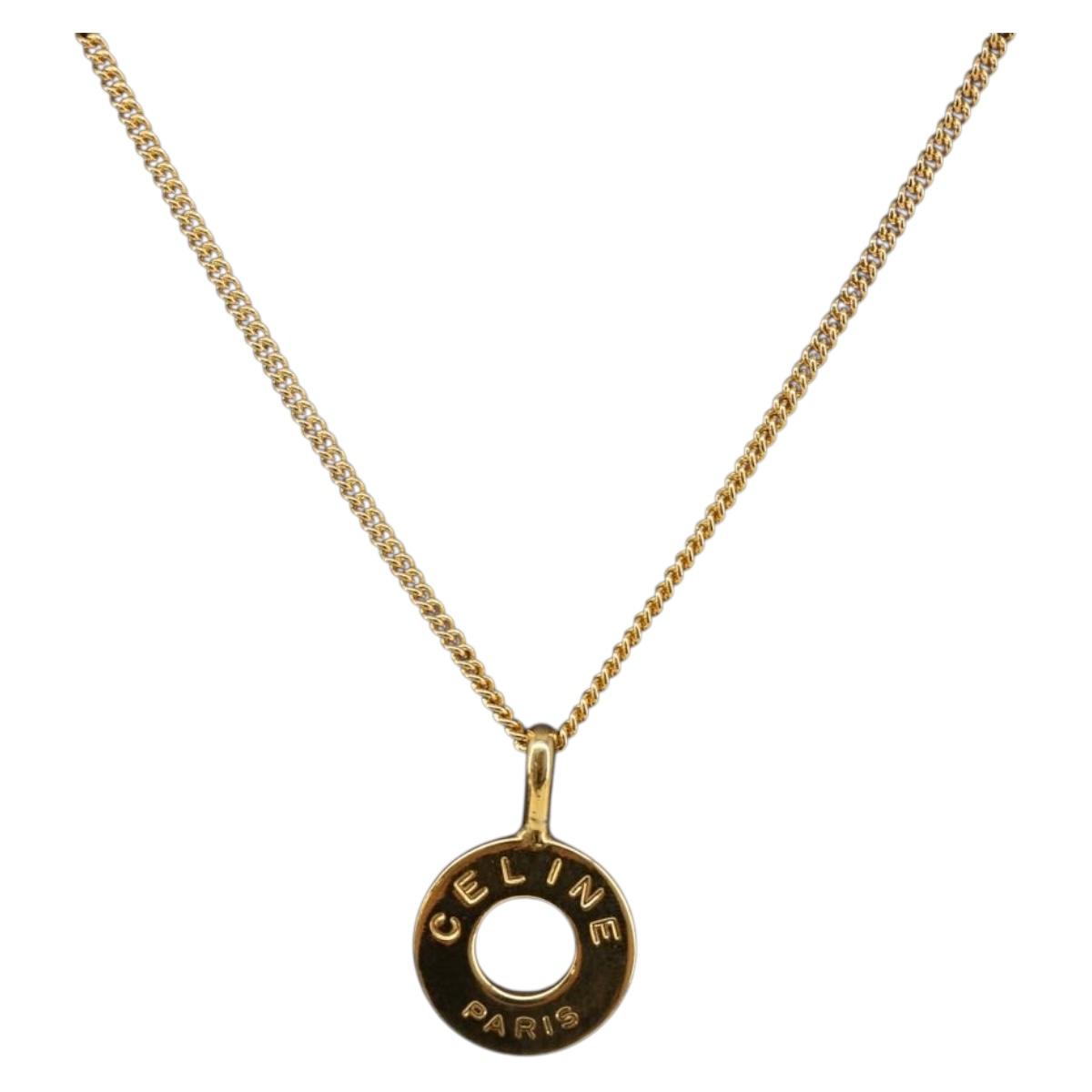 CELINE Necklace metal Gold Tone Auth SW2829V