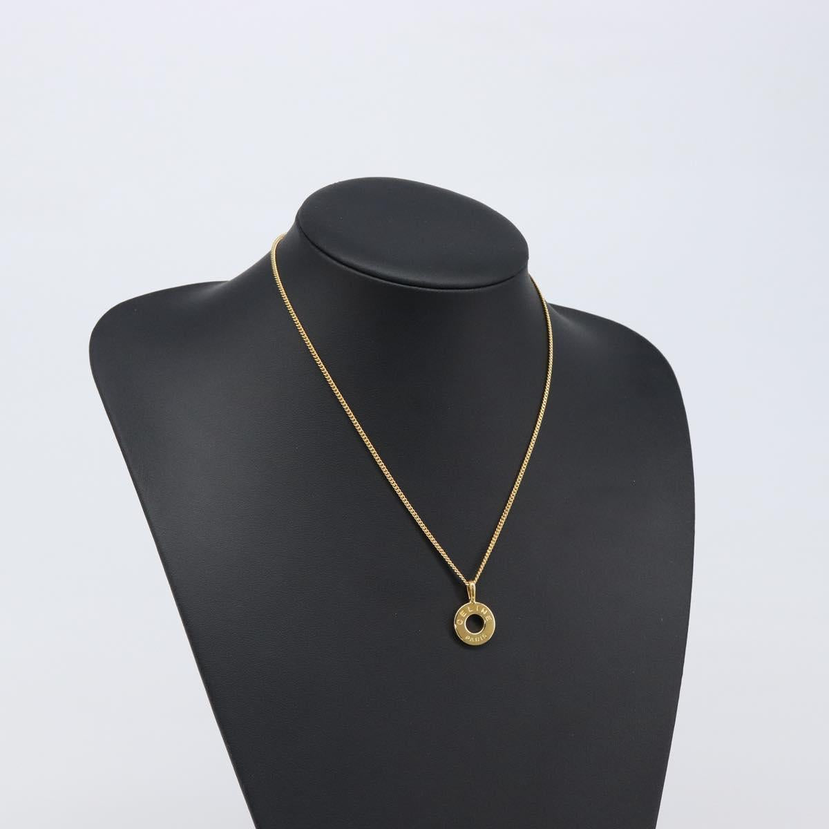 CELINE Necklace metal Gold Tone Auth SW2829V