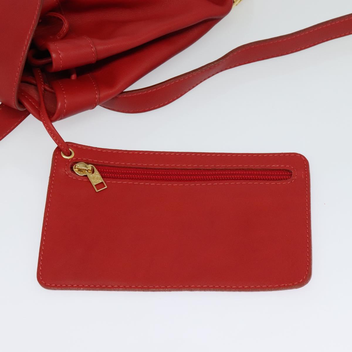 LOEWE Backpack Leather Red Gold Auth sw283