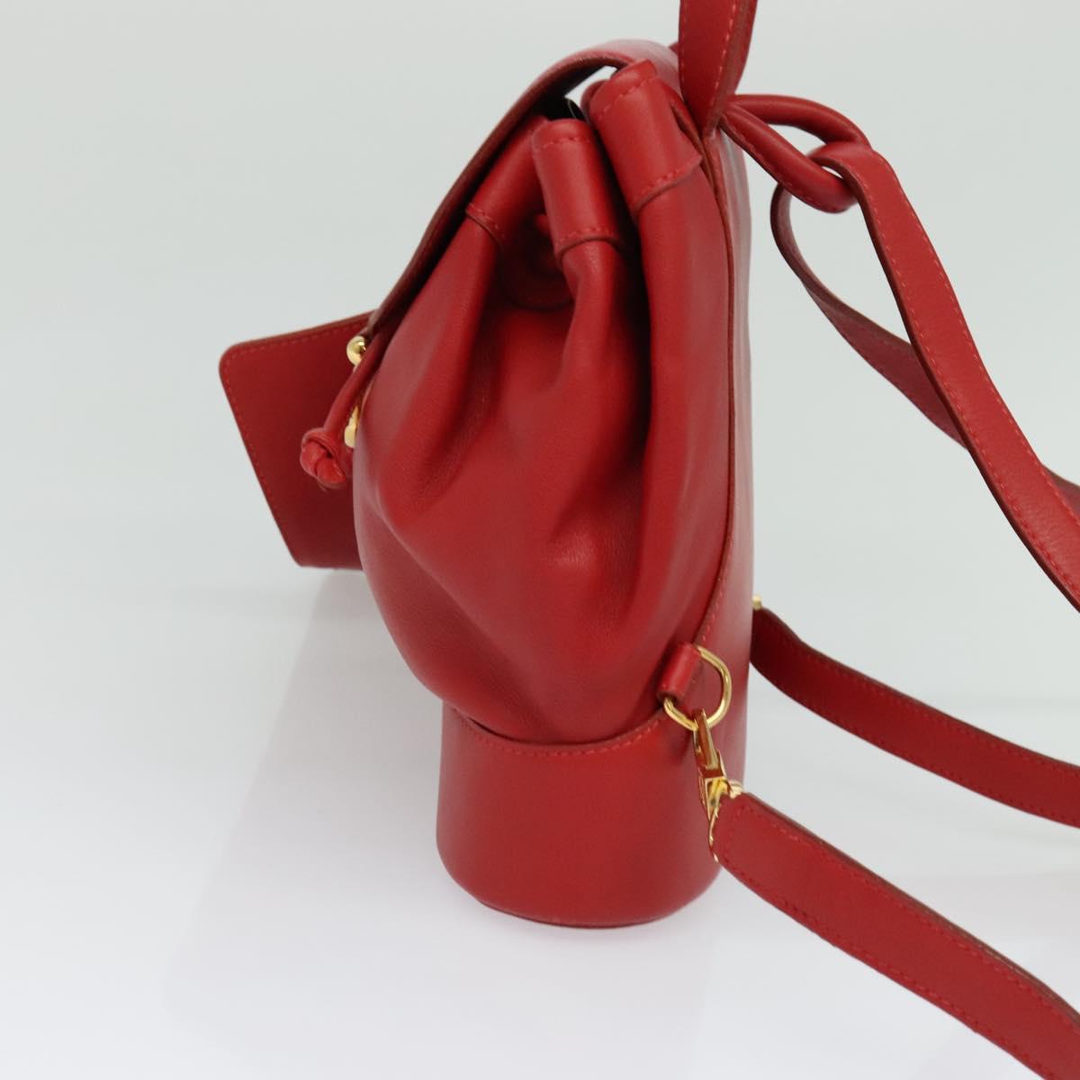 LOEWE Backpack Leather Red Gold Auth sw283
