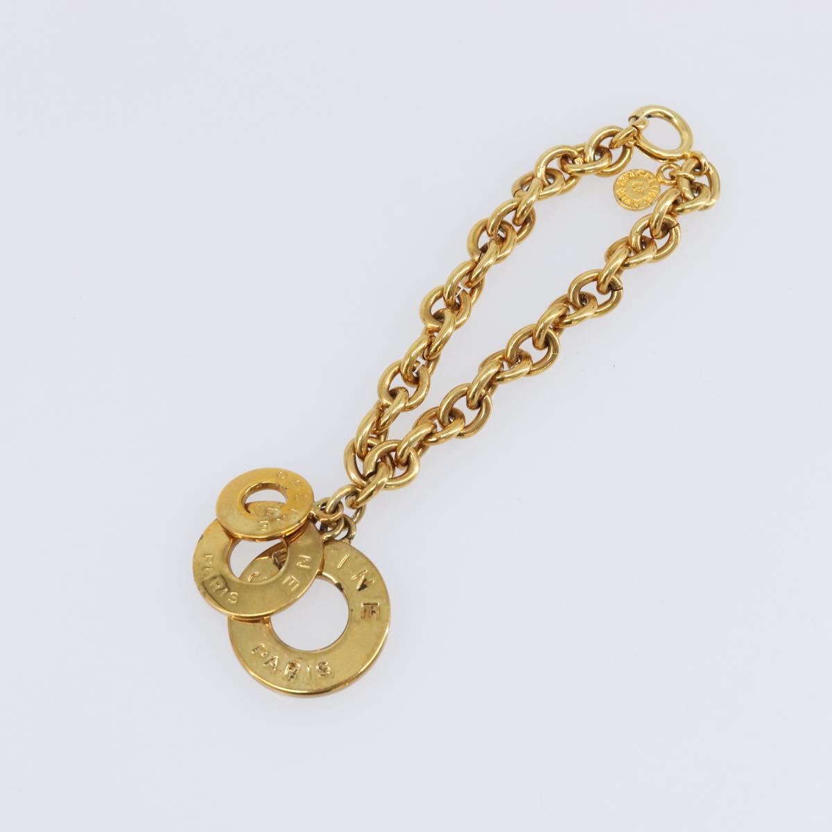 CELINE Circle Bracelet metal Gold Tone Auth SW2830
