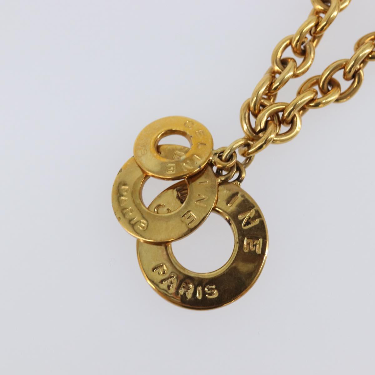 CELINE Circle Bracelet metal Gold Tone Auth SW2830