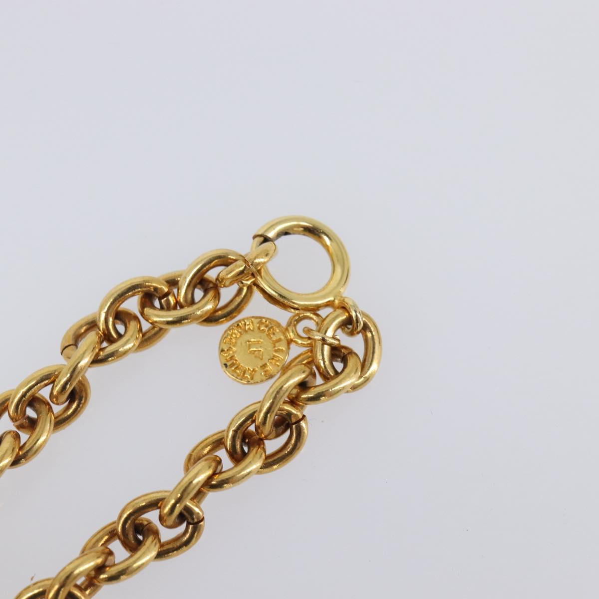 CELINE Circle Bracelet metal Gold Tone Auth SW2830