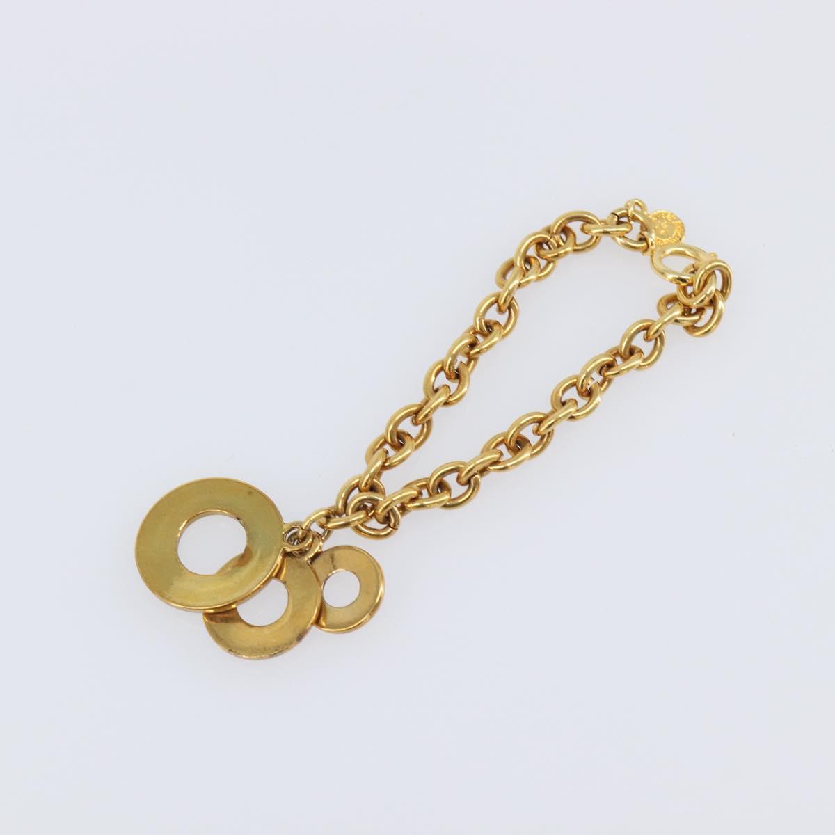 CELINE Circle Bracelet metal Gold Tone Auth SW2830