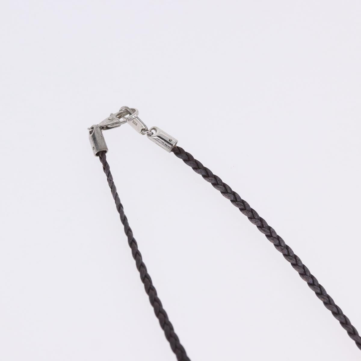 CELINE Choker Necklace Leather Brown Auth SW2831