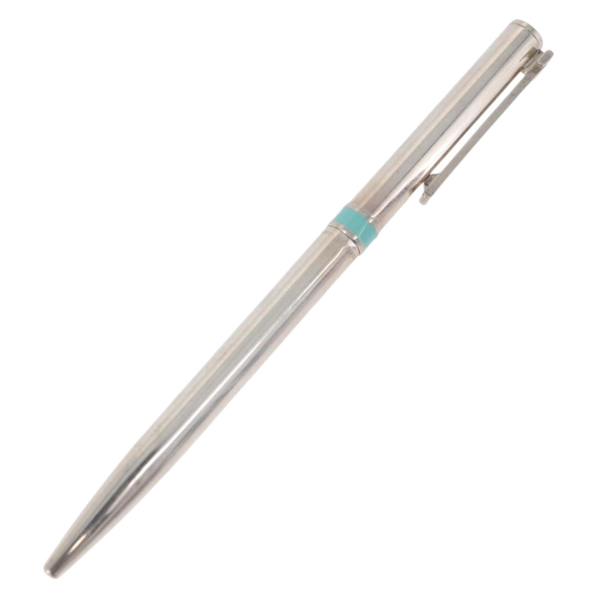 TIFFANY&Co. Ballpoint Pen metal 2 Set Silver Red Auth SW2832