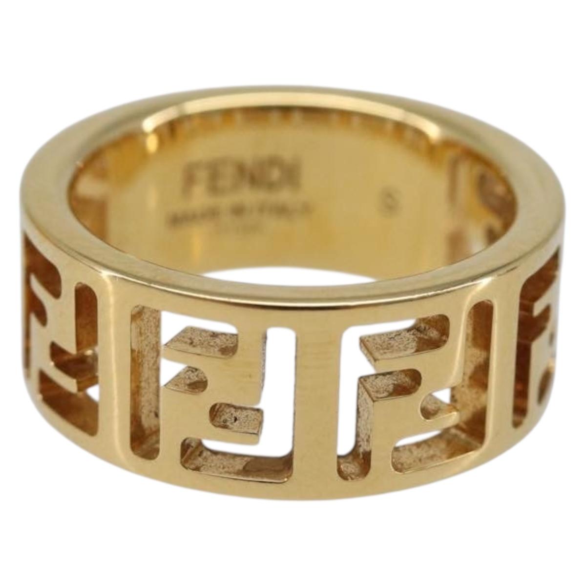 FENDI Forever Ring metal S Gold Tone #10(JP Size) Auth SW2839M