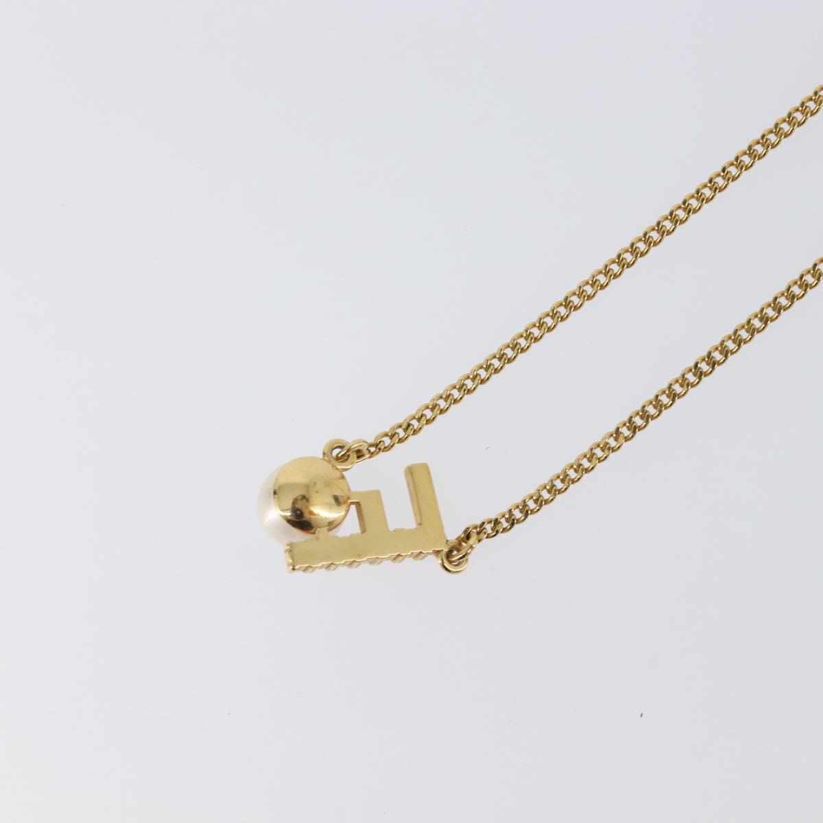 FENDI Necklace Metal Gold Tone Auth SW2840