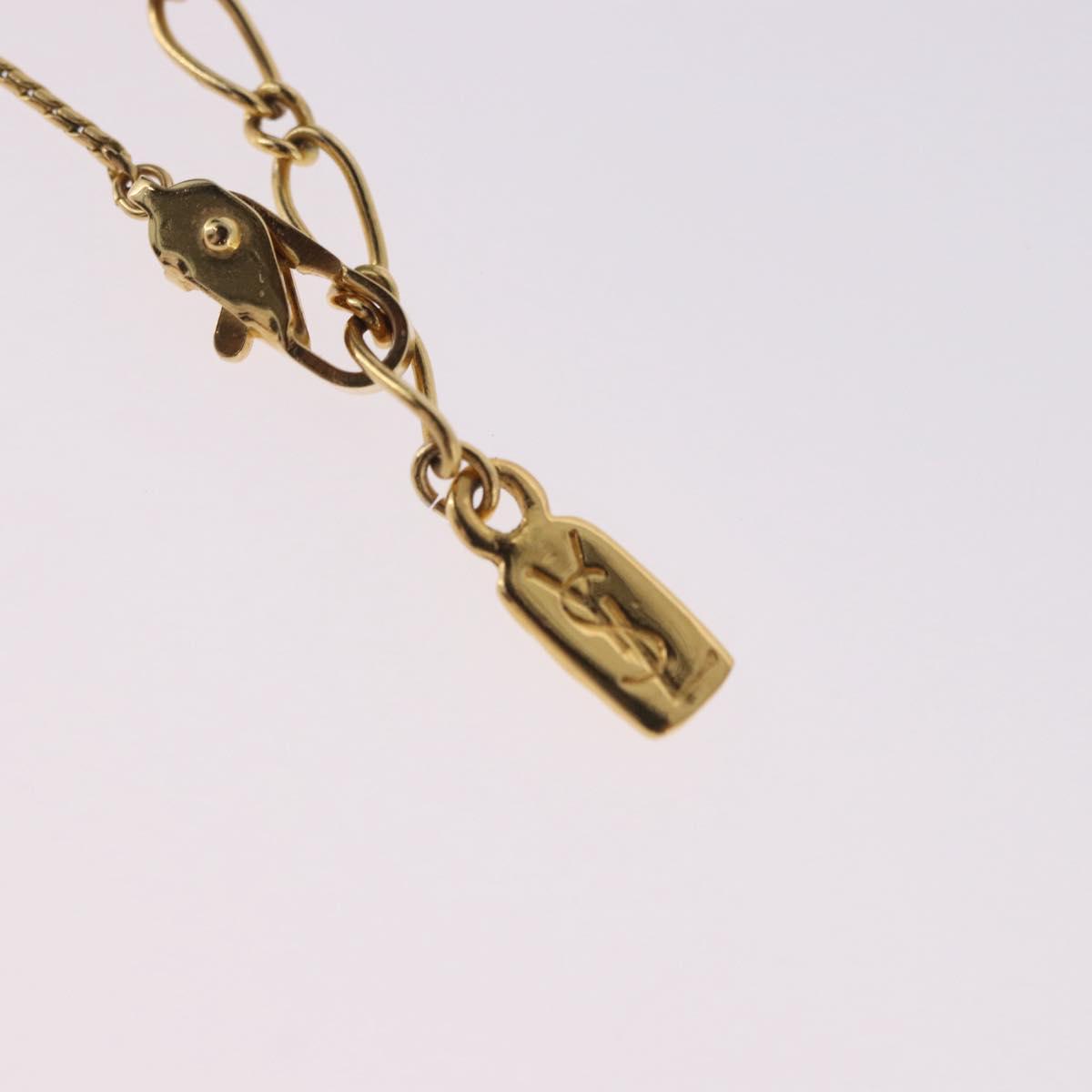 SAINT LAURENT Necklace Metal Gold Tone Auth SW2843