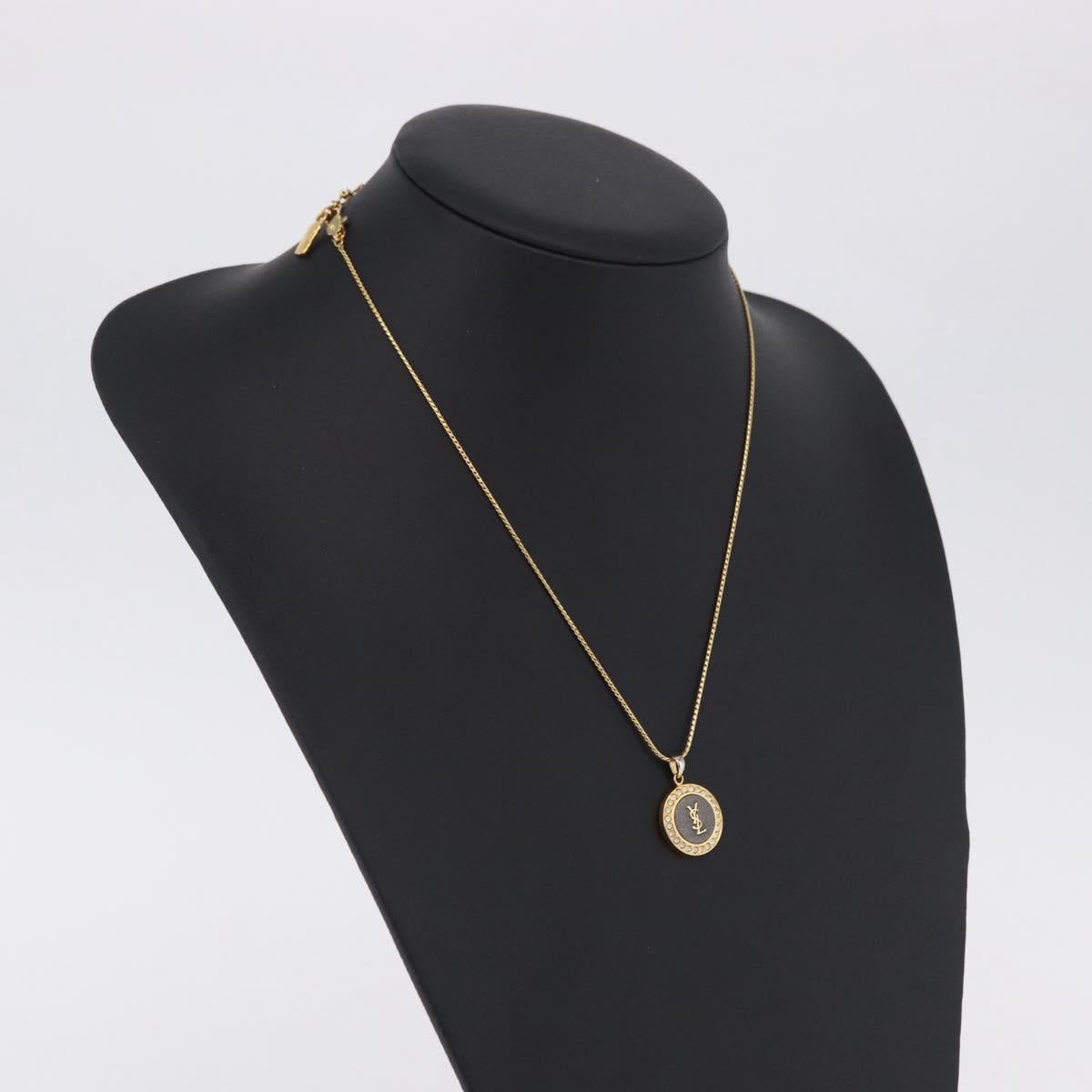 SAINT LAURENT Necklace Metal Gold Tone Auth SW2843