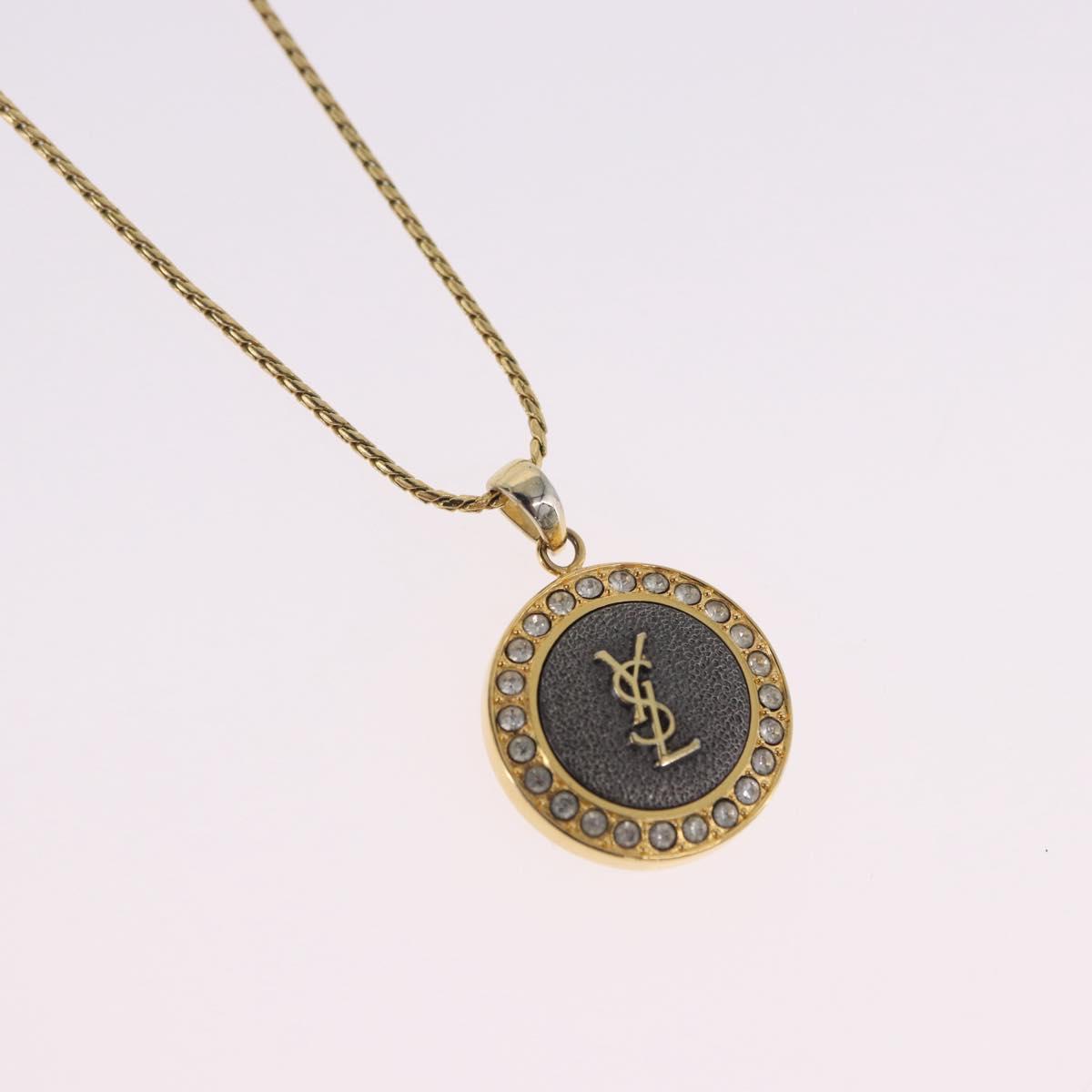 SAINT LAURENT Necklace Metal Gold Tone Auth SW2843