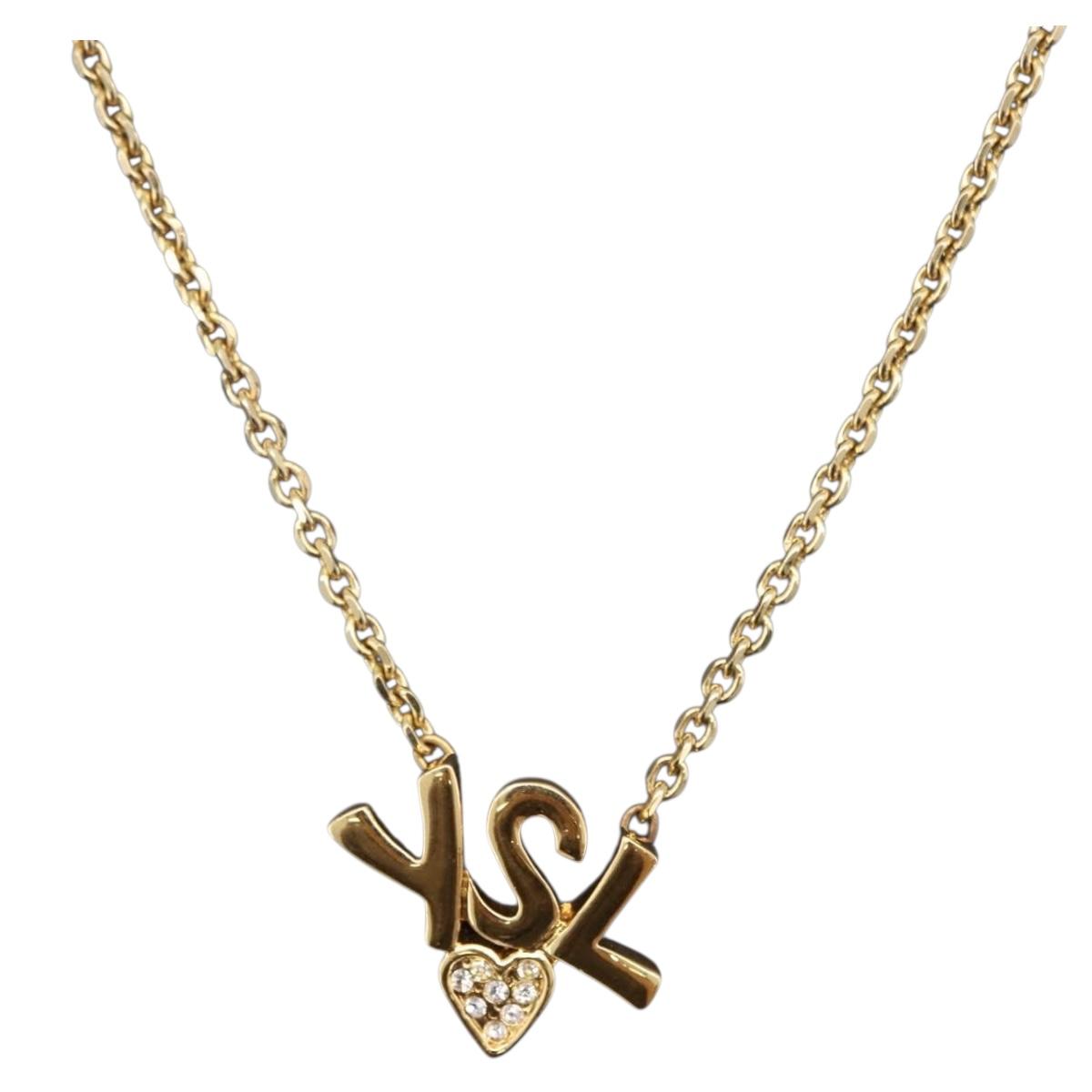 SAINT LAURENT Necklace Metal Gold Tone Auth SW2844V
