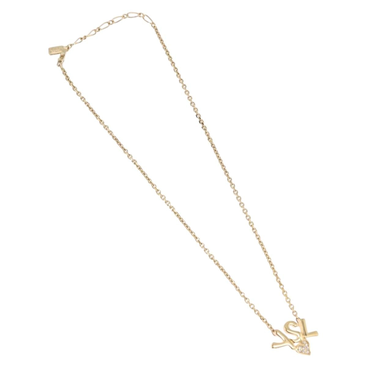 SAINT LAURENT Necklace Metal Gold Tone Auth SW2844V