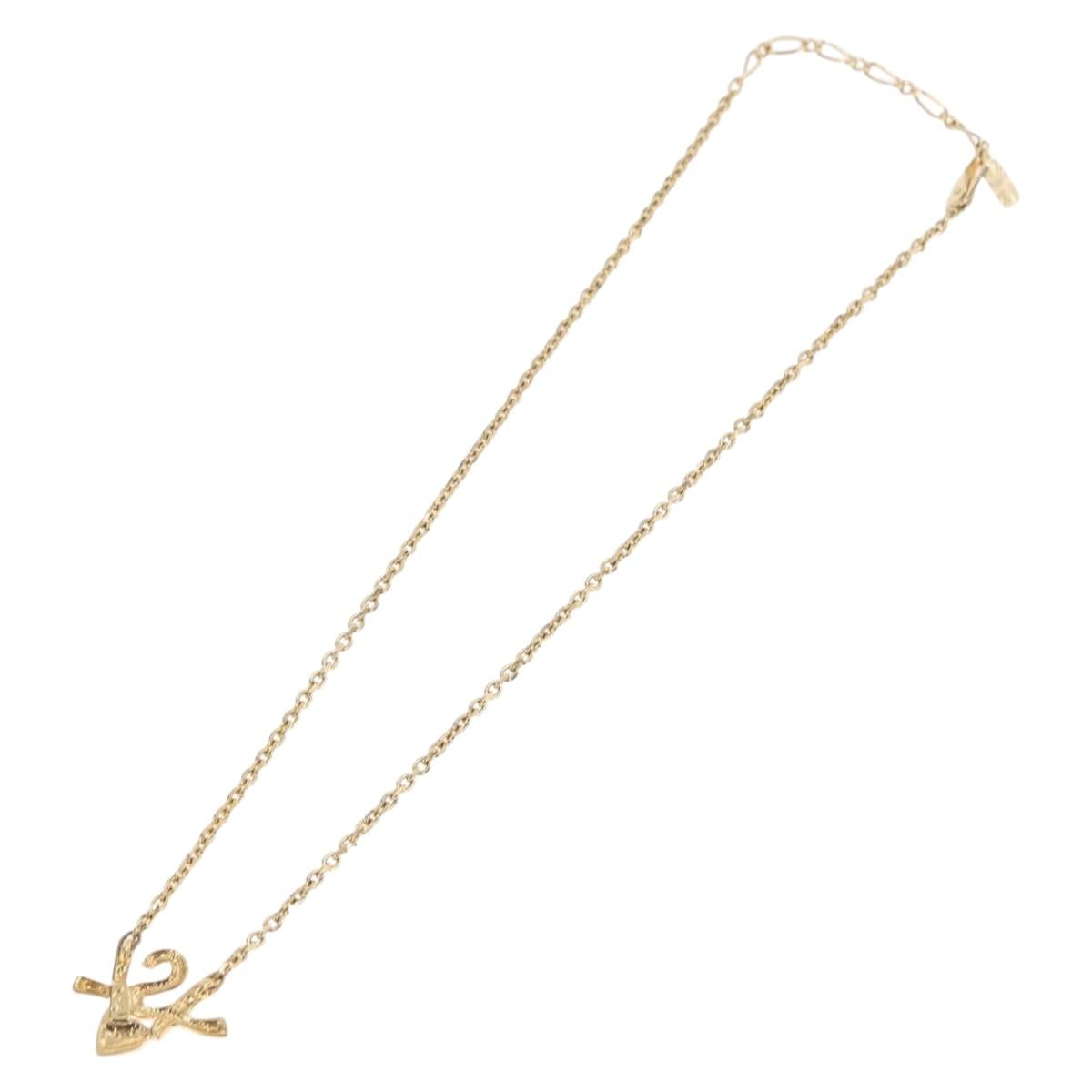 SAINT LAURENT Necklace Metal Gold Tone Auth SW2844V