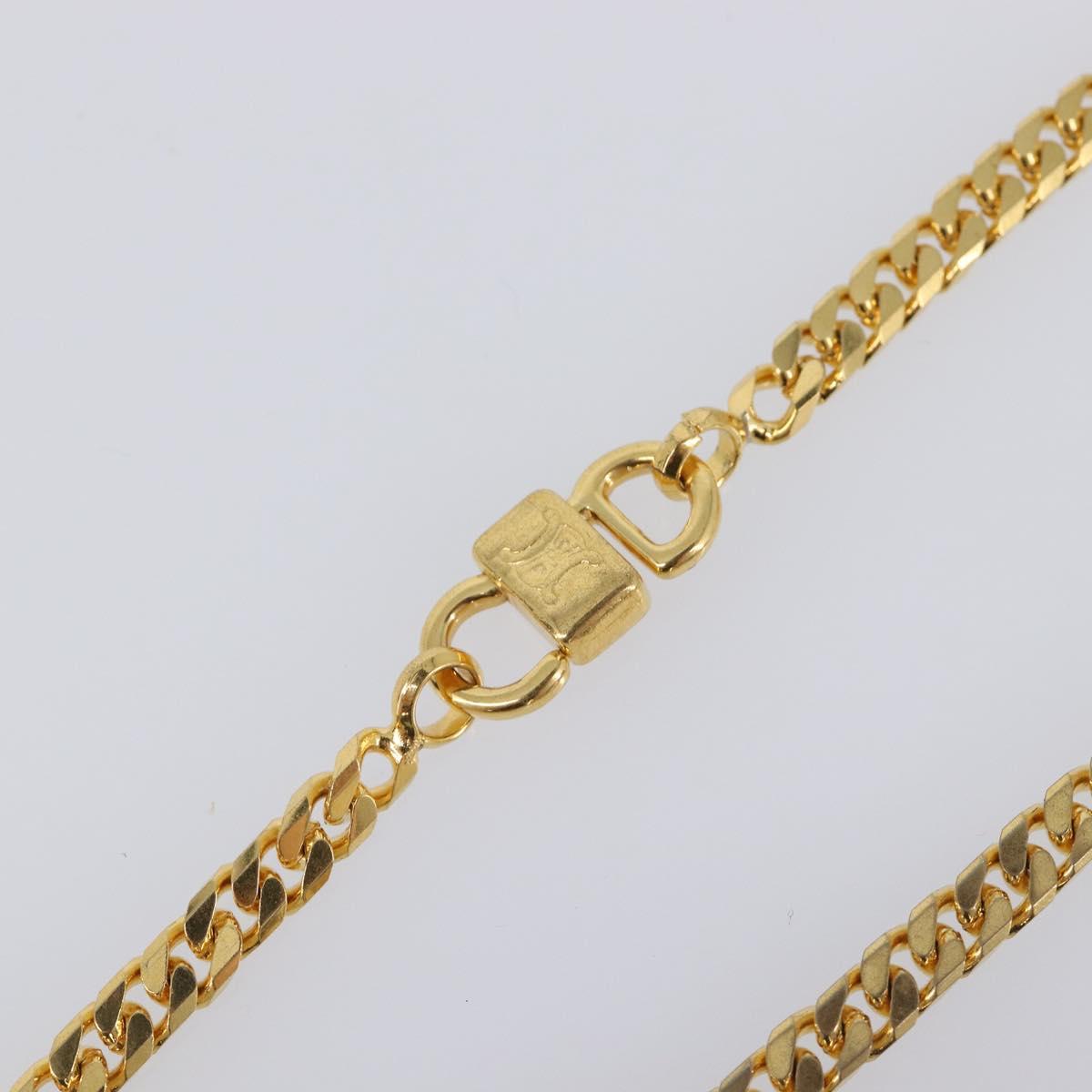 CELINE Necklace Metal Gold Auth SW2846