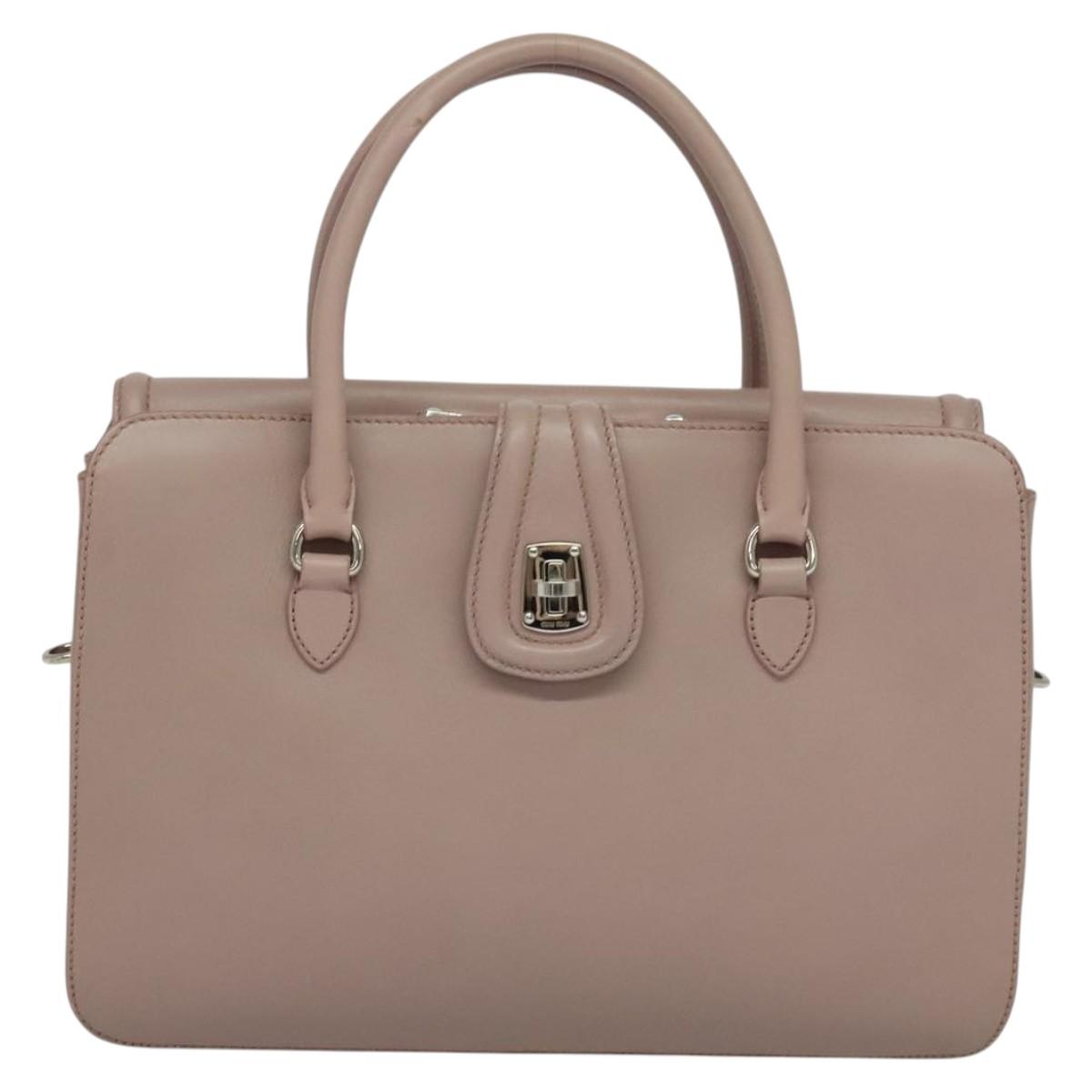 Miu Miu Hand Bag Leather 2way Pink Silver Auth sw284A