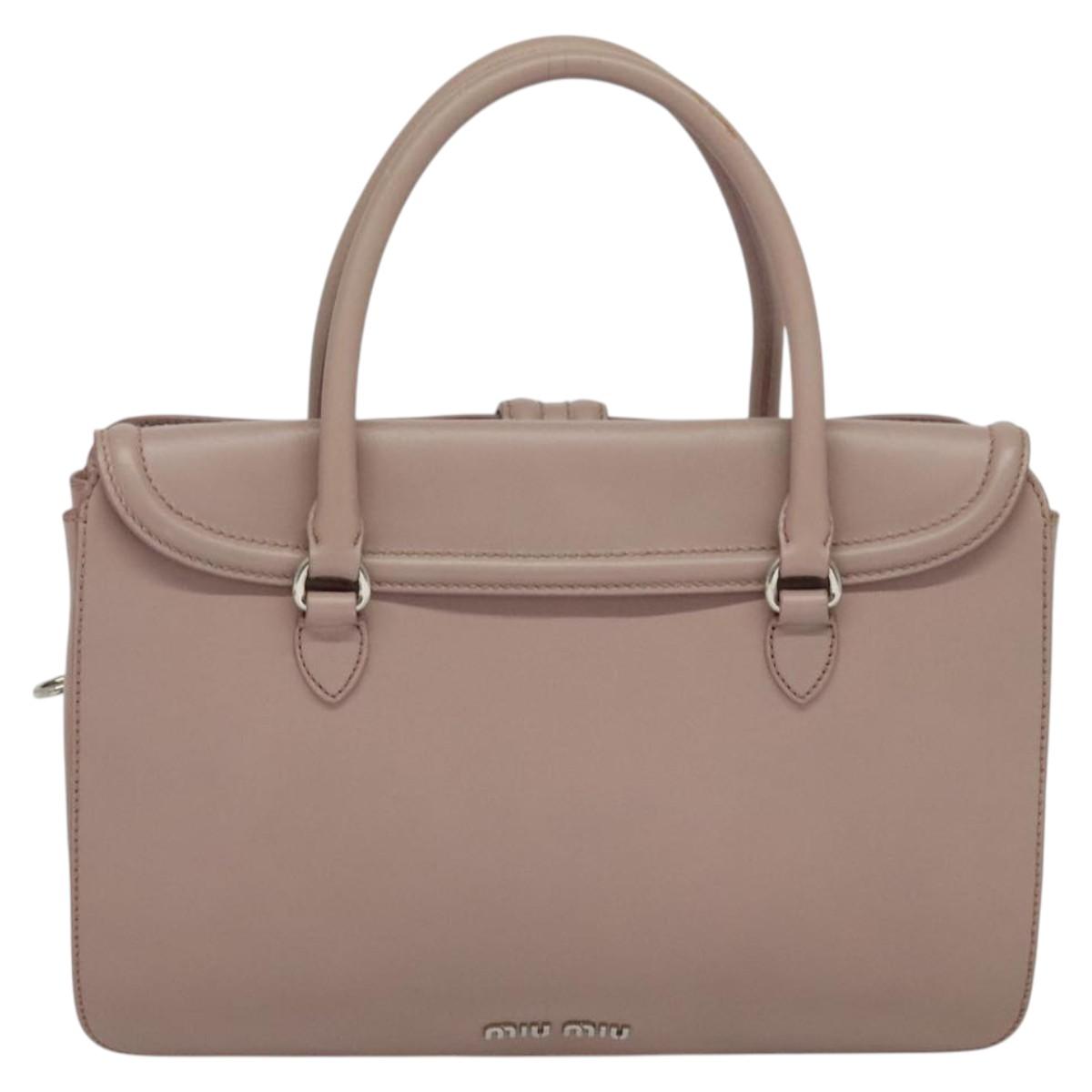Miu Miu Hand Bag Leather 2way Pink Silver Auth sw284V