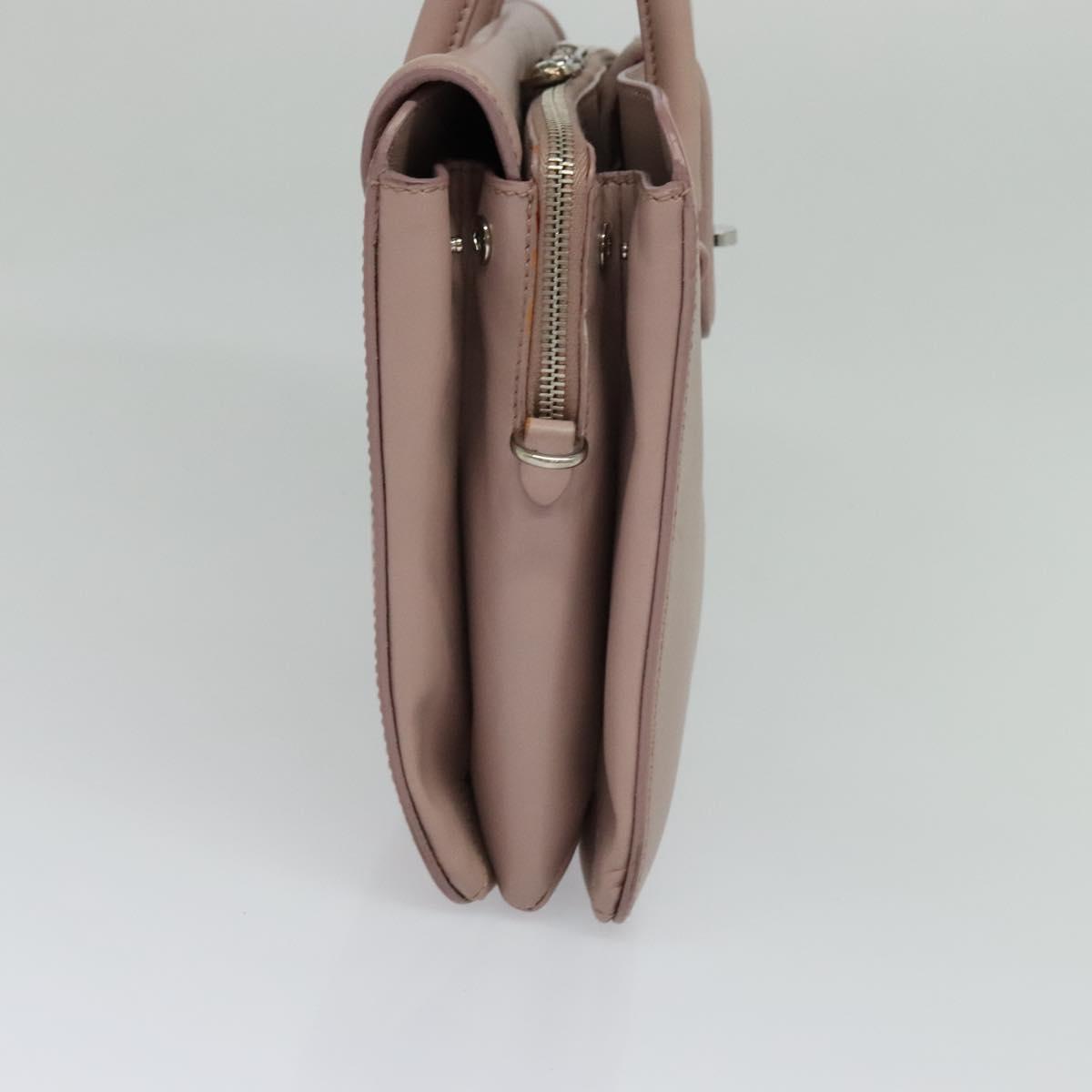 Miu Miu Hand Bag Leather 2way Pink Silver Auth sw284V