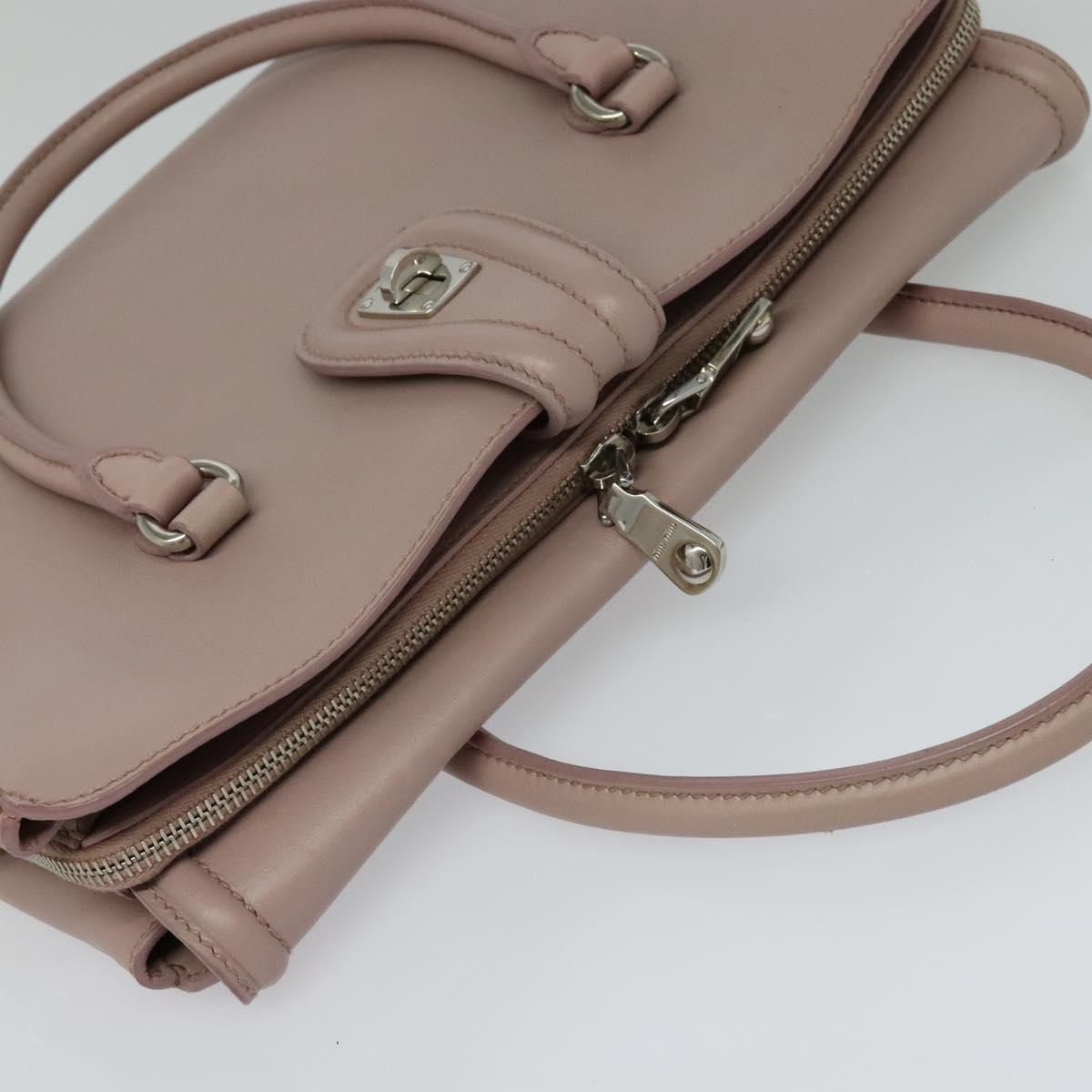 Miu Miu Hand Bag Leather 2way Pink Silver Auth sw284V