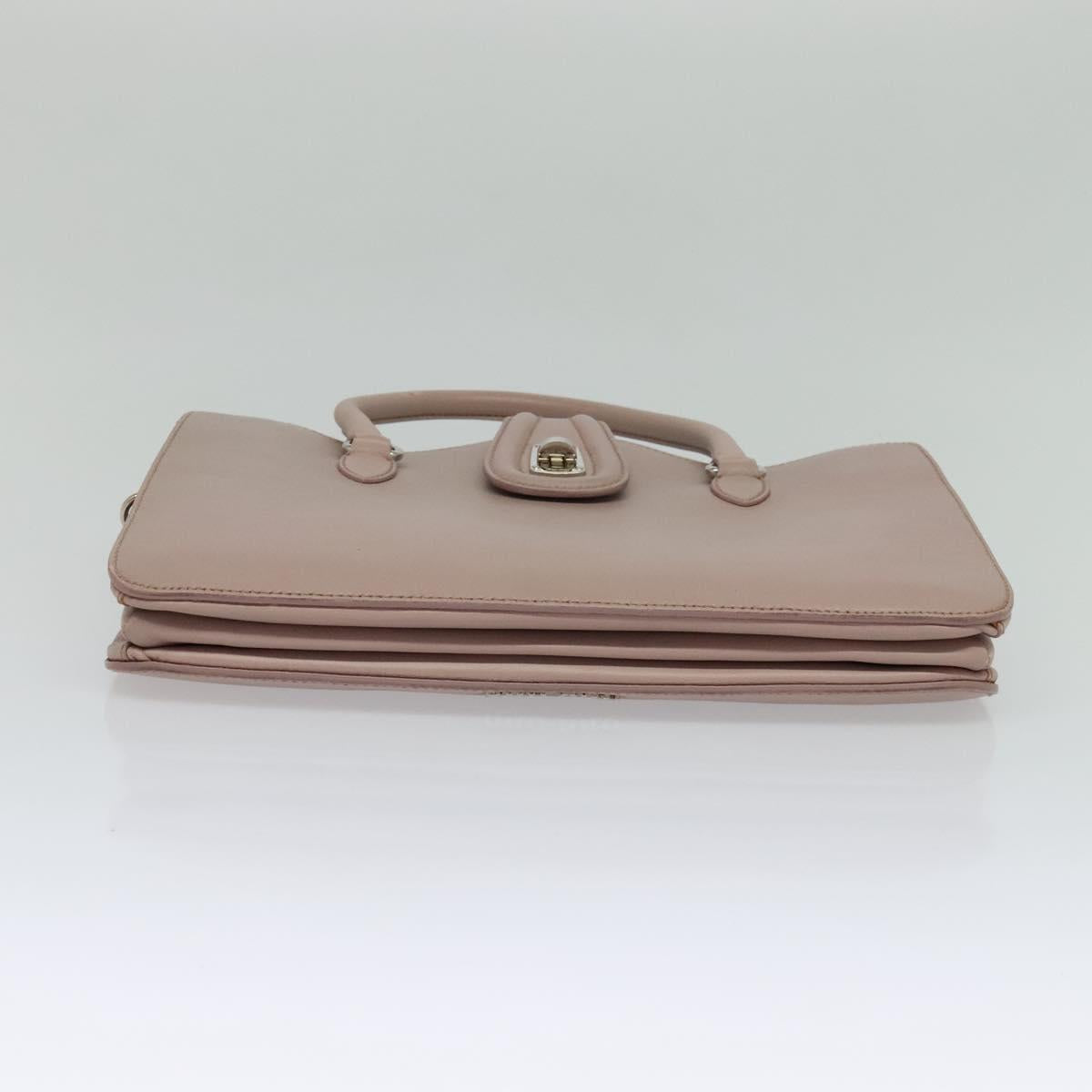 Miu Miu Hand Bag Leather 2way Pink Silver Auth sw284V