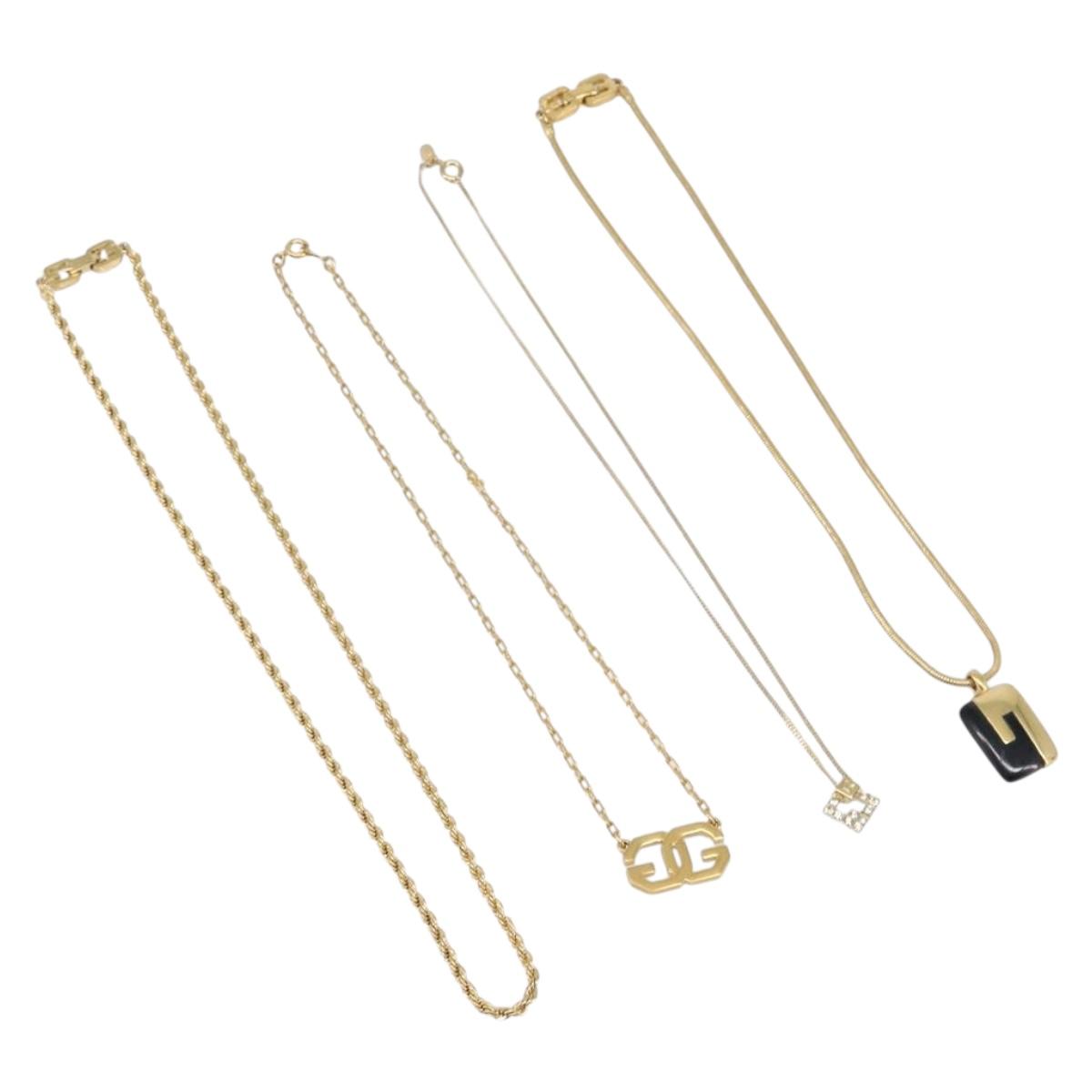 GIVENCHY Necklace Metal 4 Set Gold Tone Auth SW2854