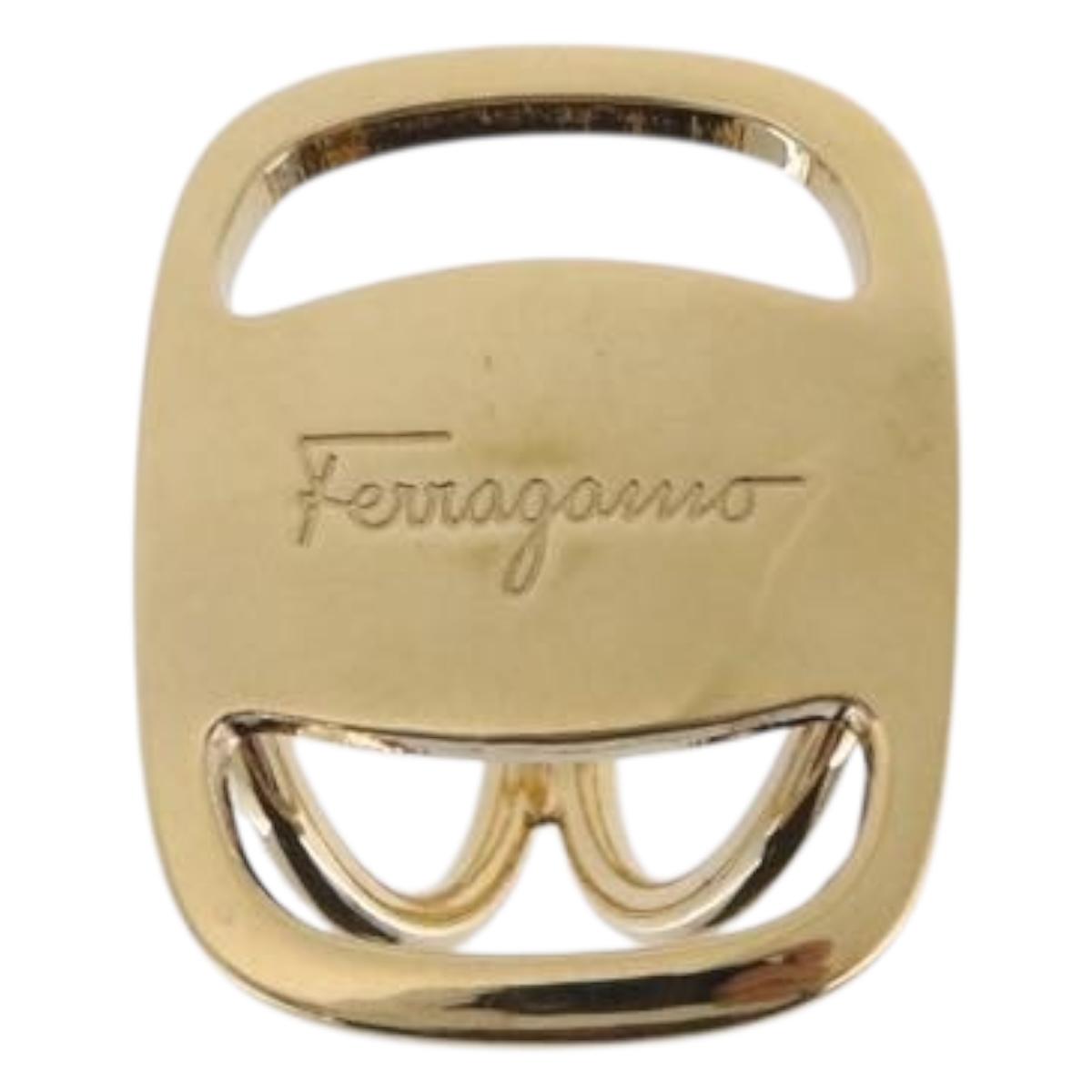Salvatore Ferragamo Vala Scarf Ring Metal Gold Tone Auth SW2861V